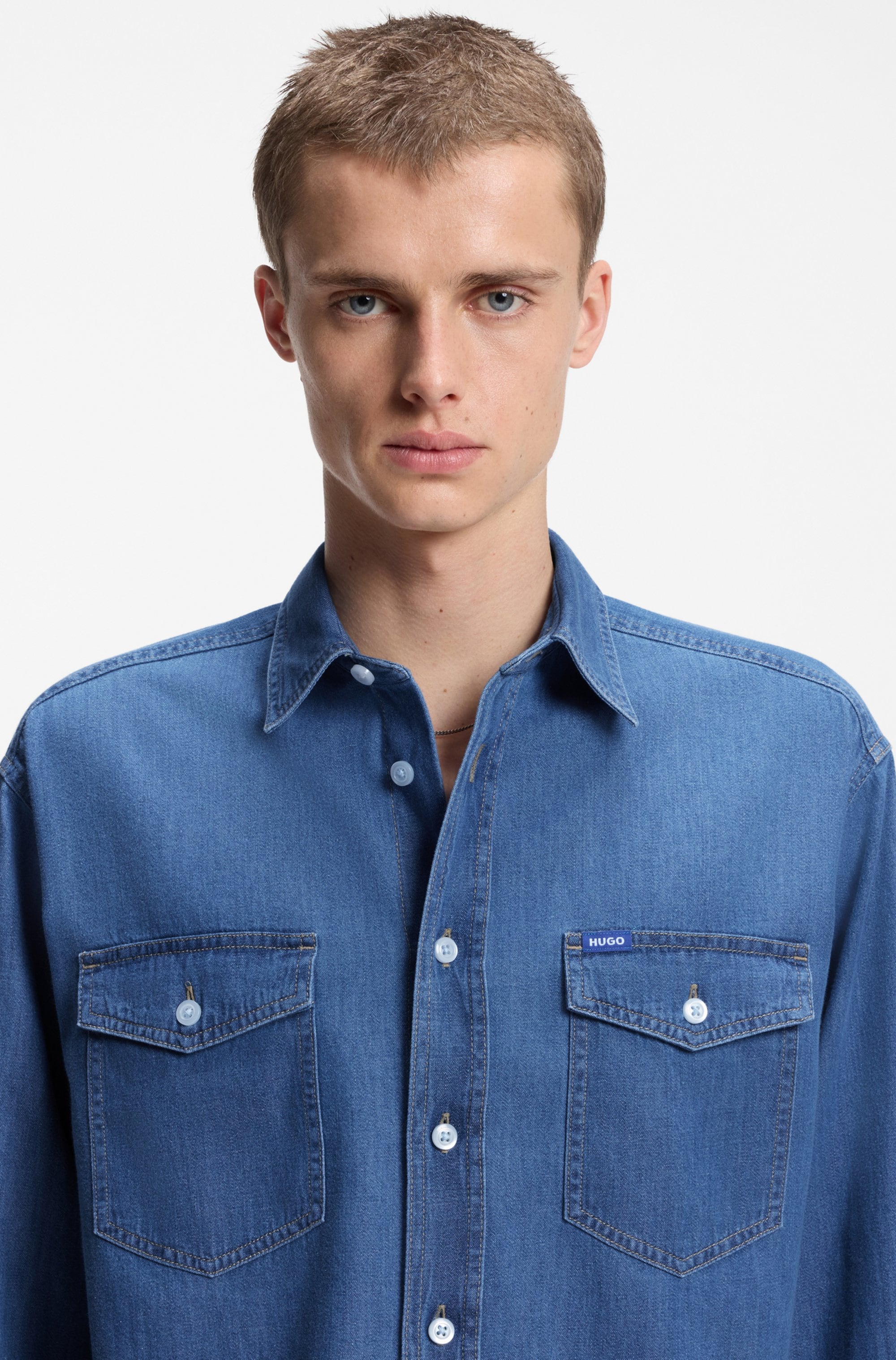 HUGO Blue Chemise en jean »Ebino« in cooler Waschung