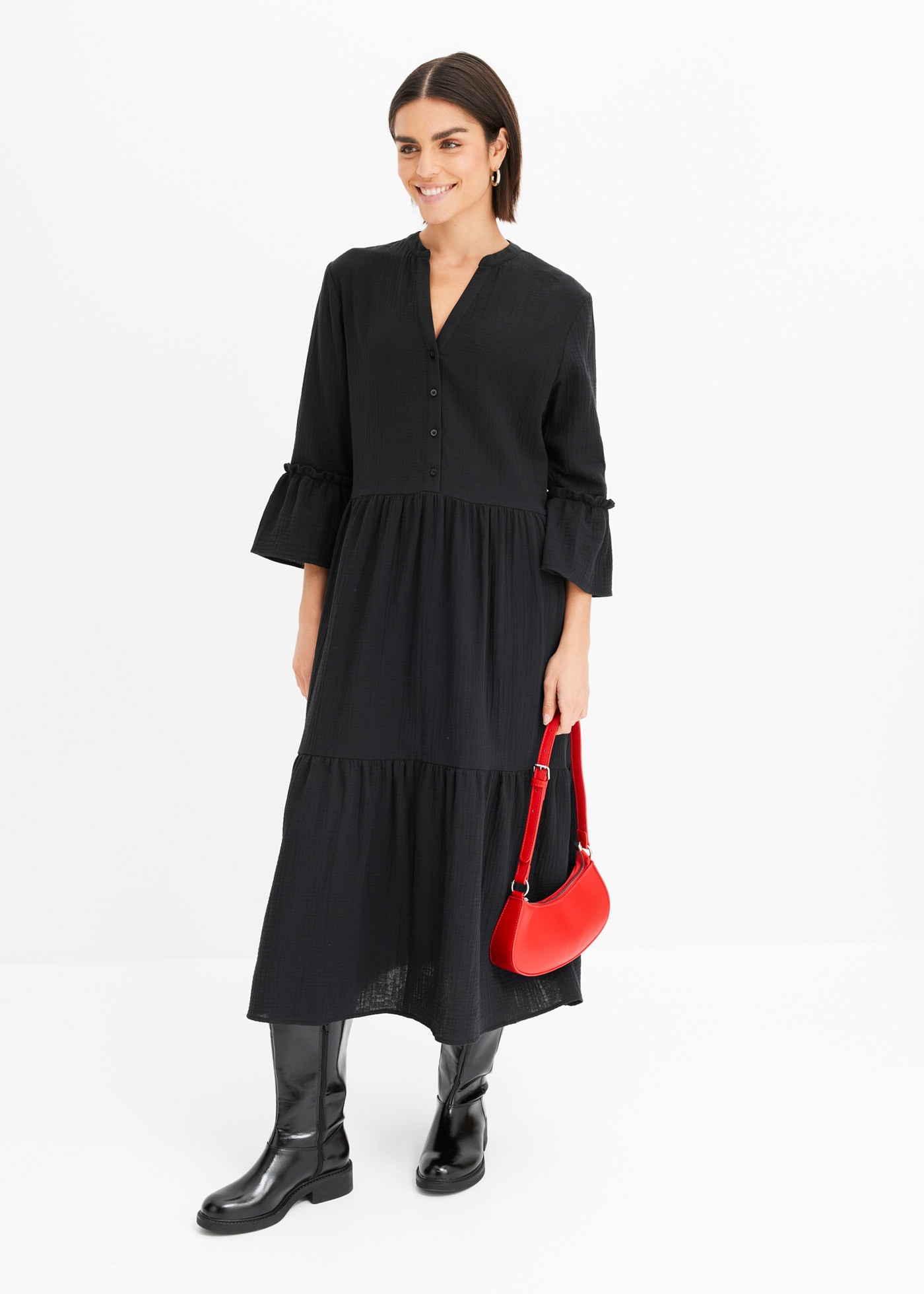 bonprix Maxikleid für Frühjahr und Sommer, aus reiner Baumwolle, Oversize-Fit
