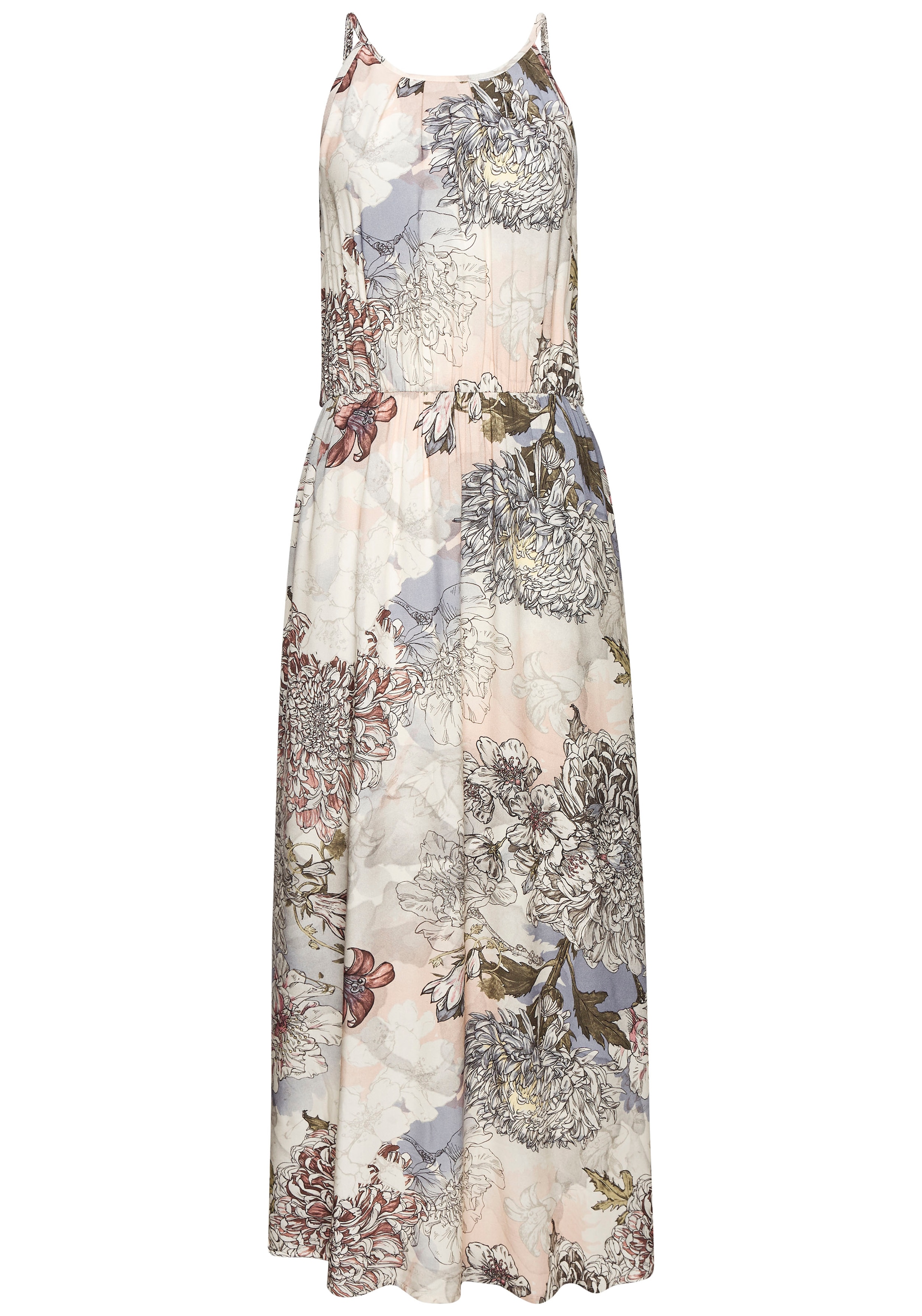 Buffalo Maxikleid, mit Alloverprint, leichtes Sommerkleid, fliessendes Strandkleid