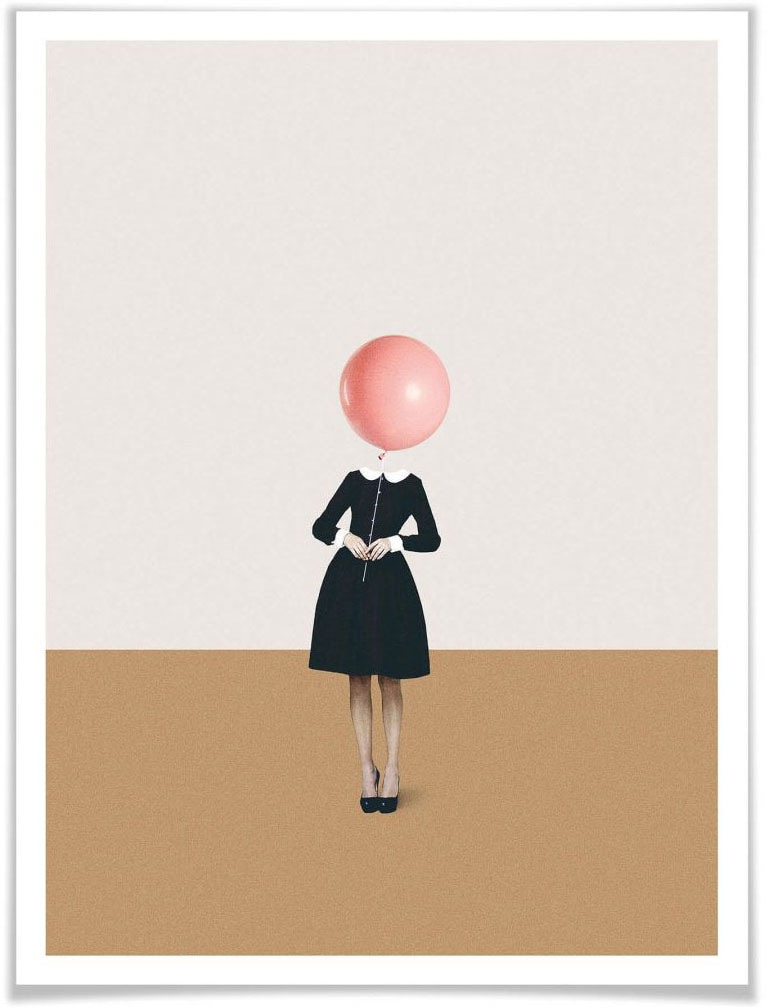 Wall-Art Poster »Léon Rosa Luftballon Mädchen«, Luftballon, (1 St.),  Poster, Wandbild, Bild, Wandposter kaufen