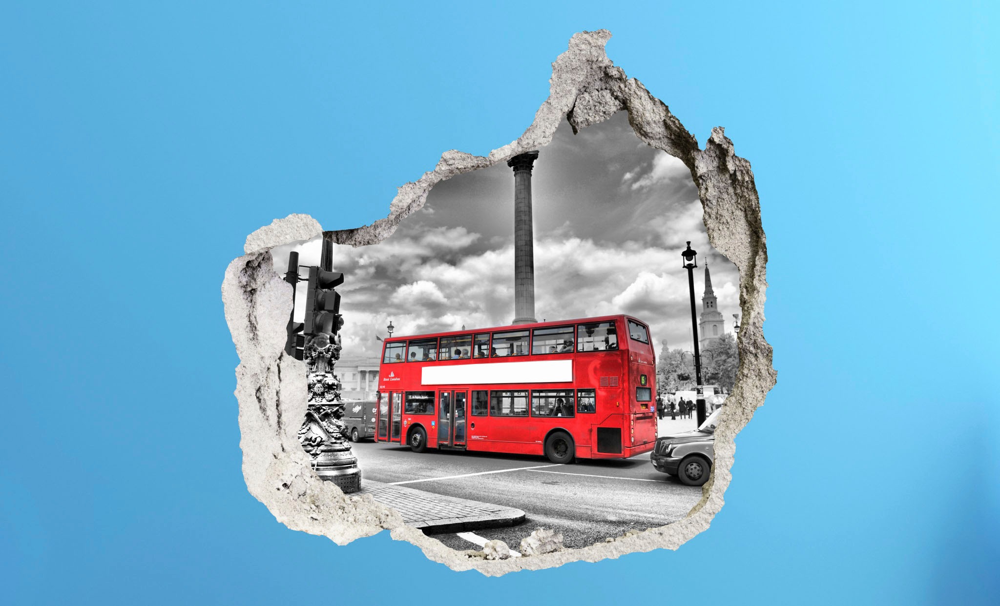 Image of Conni Oberkircher´s Wandsticker »3 D Sticker Beton Red Bus - roter Bus«, Stadt, London, England, Doppeldecker bei Ackermann Versand Schweiz