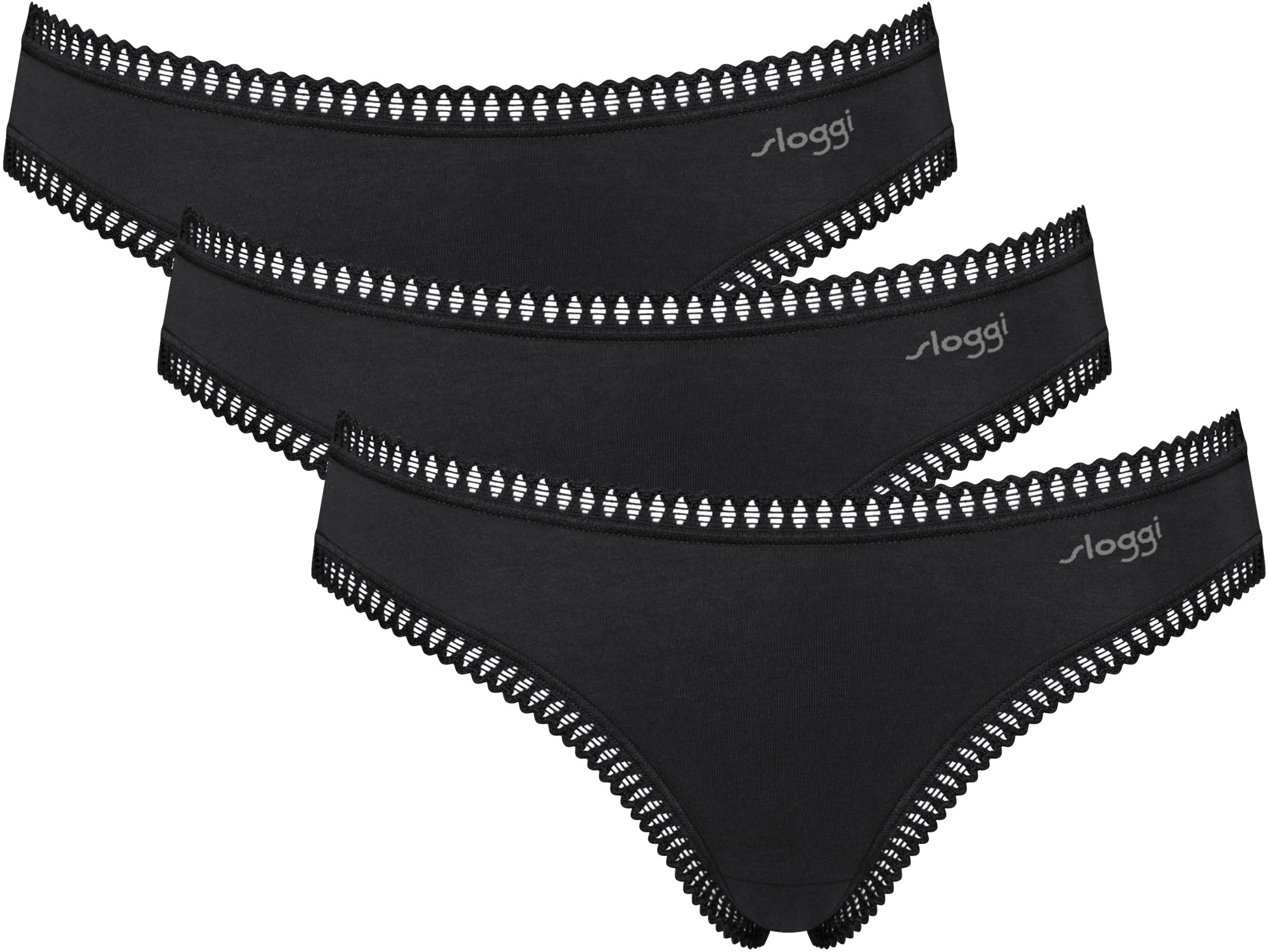 Image of sloggi Minislip "GO Crush" 3er Pack, dehnbare Spitzendetails, Cotton-Mix
