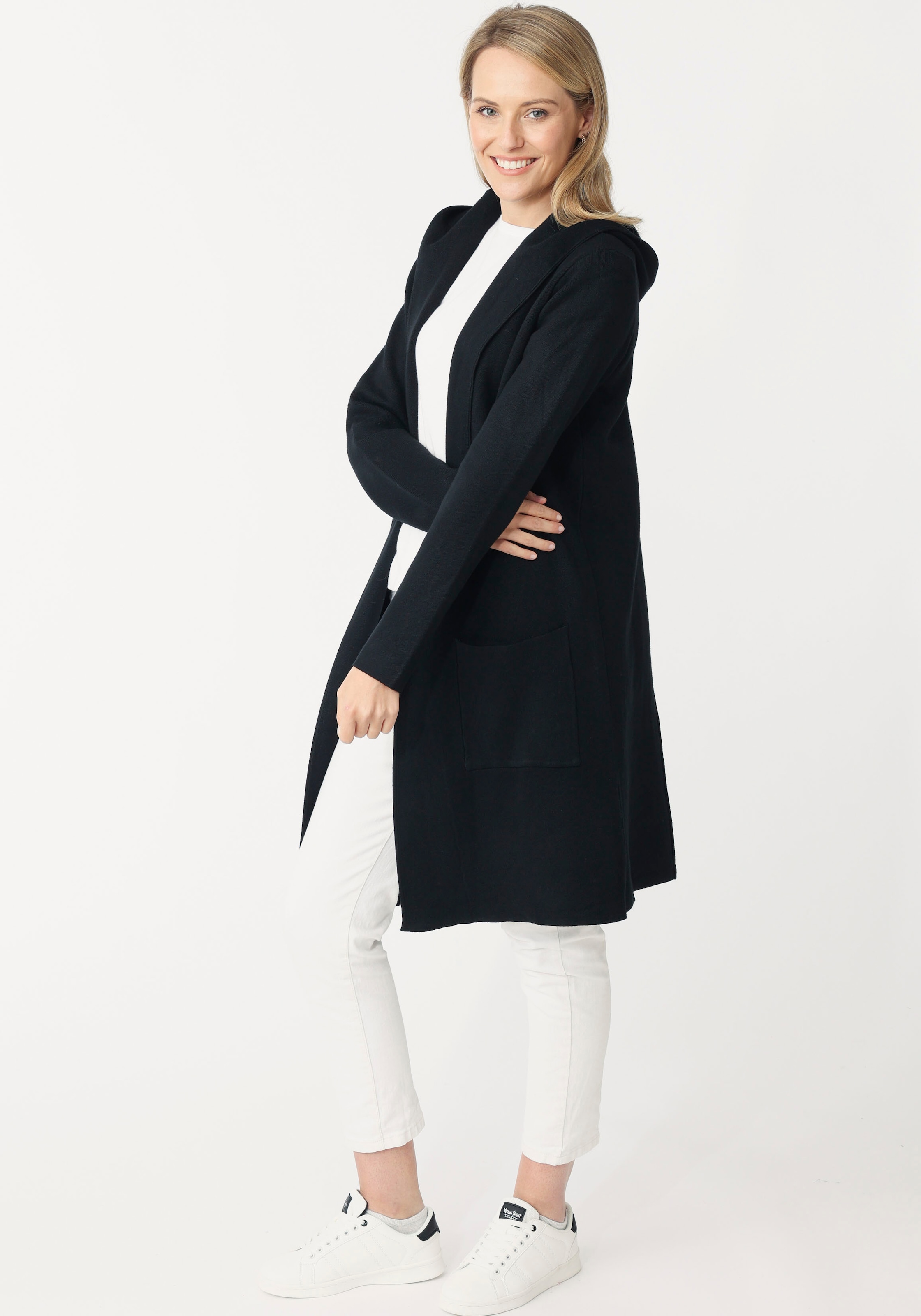 Zwillingsherz Cardigan Kapuze, Taschen, Langarm, ohne Verschluss