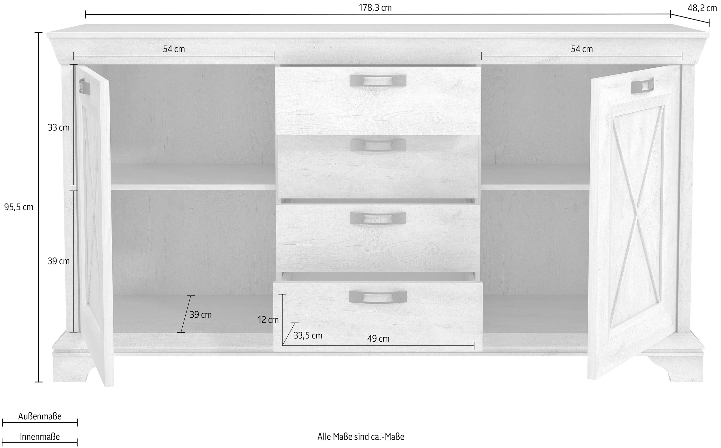 FORTE Highboard »Kashmir« Breite 178 cm