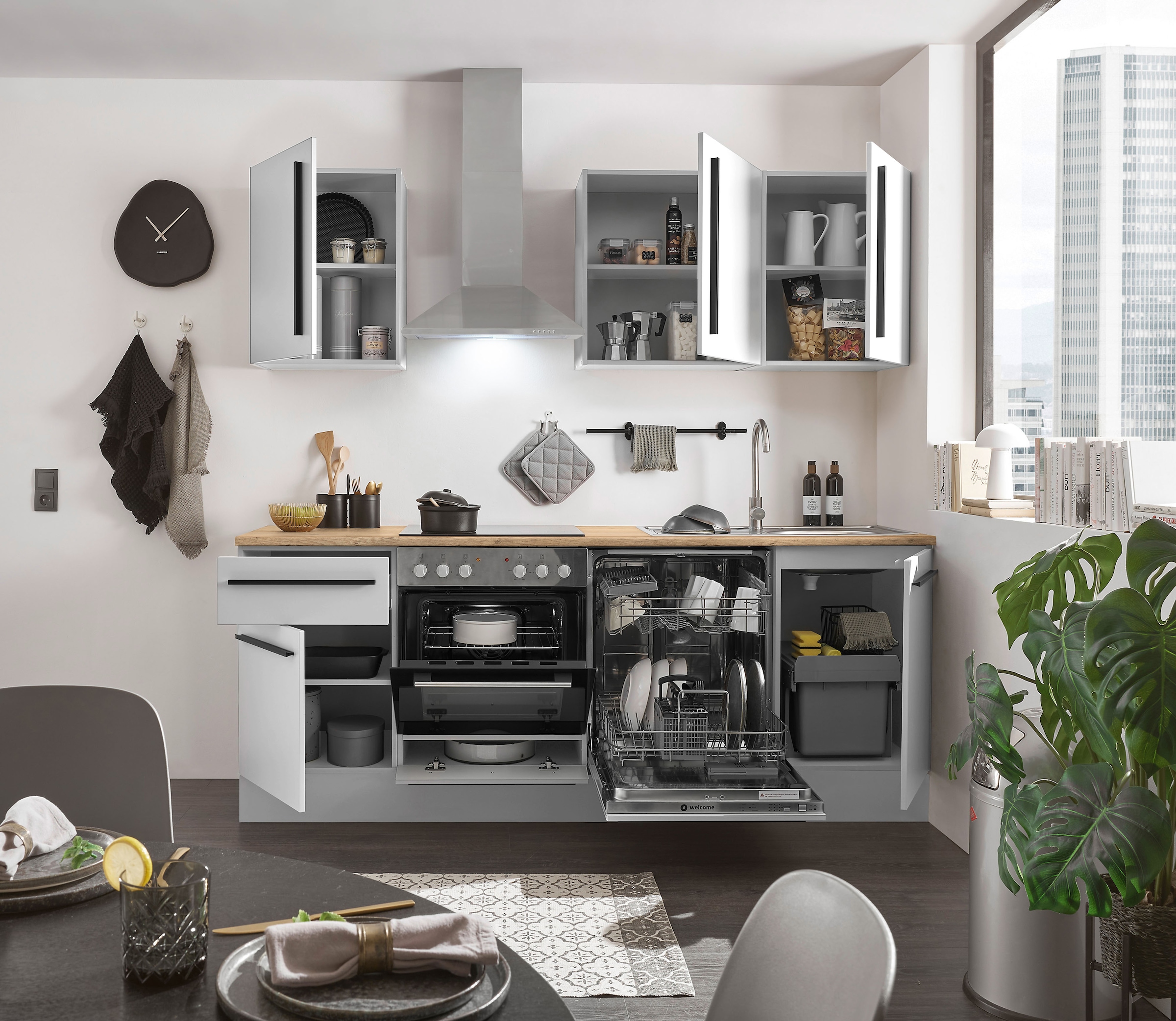 BASIC by Balculina Winkelküche »Denver, Küche BxHxT 220 x 211 x 60« Breite 220 cm, wahlweise mit E-Geräten und Induktion