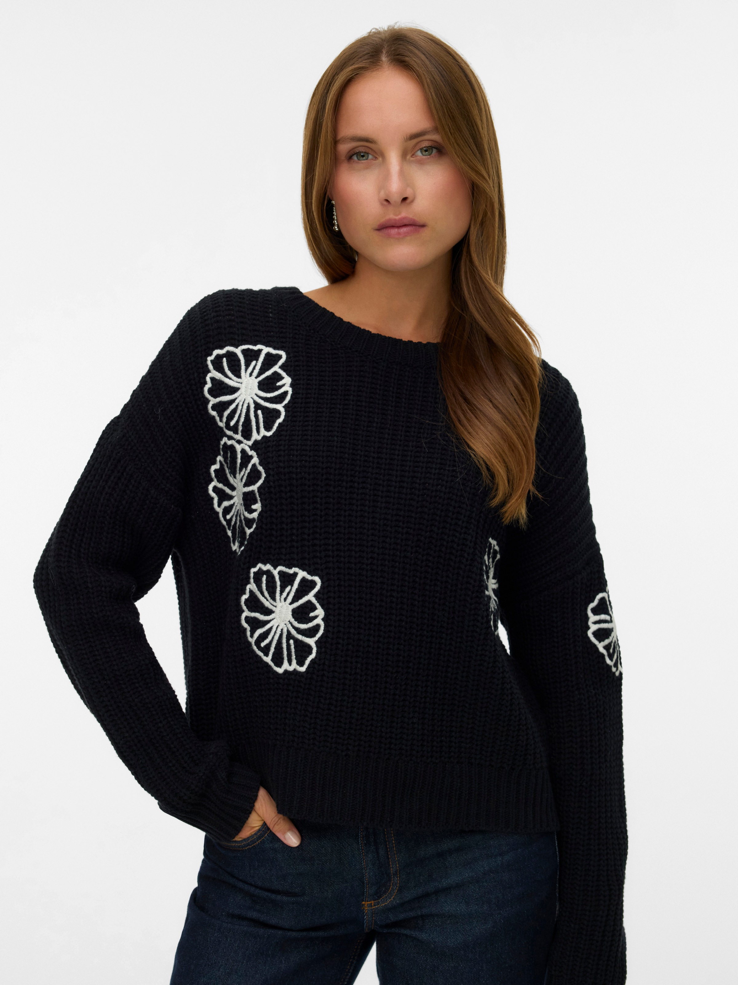 Image of Vero Moda Rundhalspullover "VMLAURA LS O-NECK PULLOVER BOO"