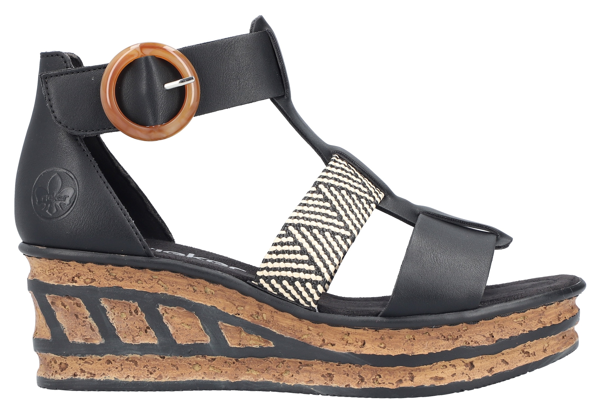 Rieker Sandales compensées  Sommerschuh, Plateausandalette, Sandale mit modischem 6 cm Keilabsatz
