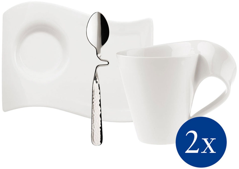 Image of Villeroy & Boch Becher »NewWave Caffè«, (Set, 6 tlg.), je 2 Tassen, Untertassen und Edelstahllöffel bei Ackermann Versand Schweiz