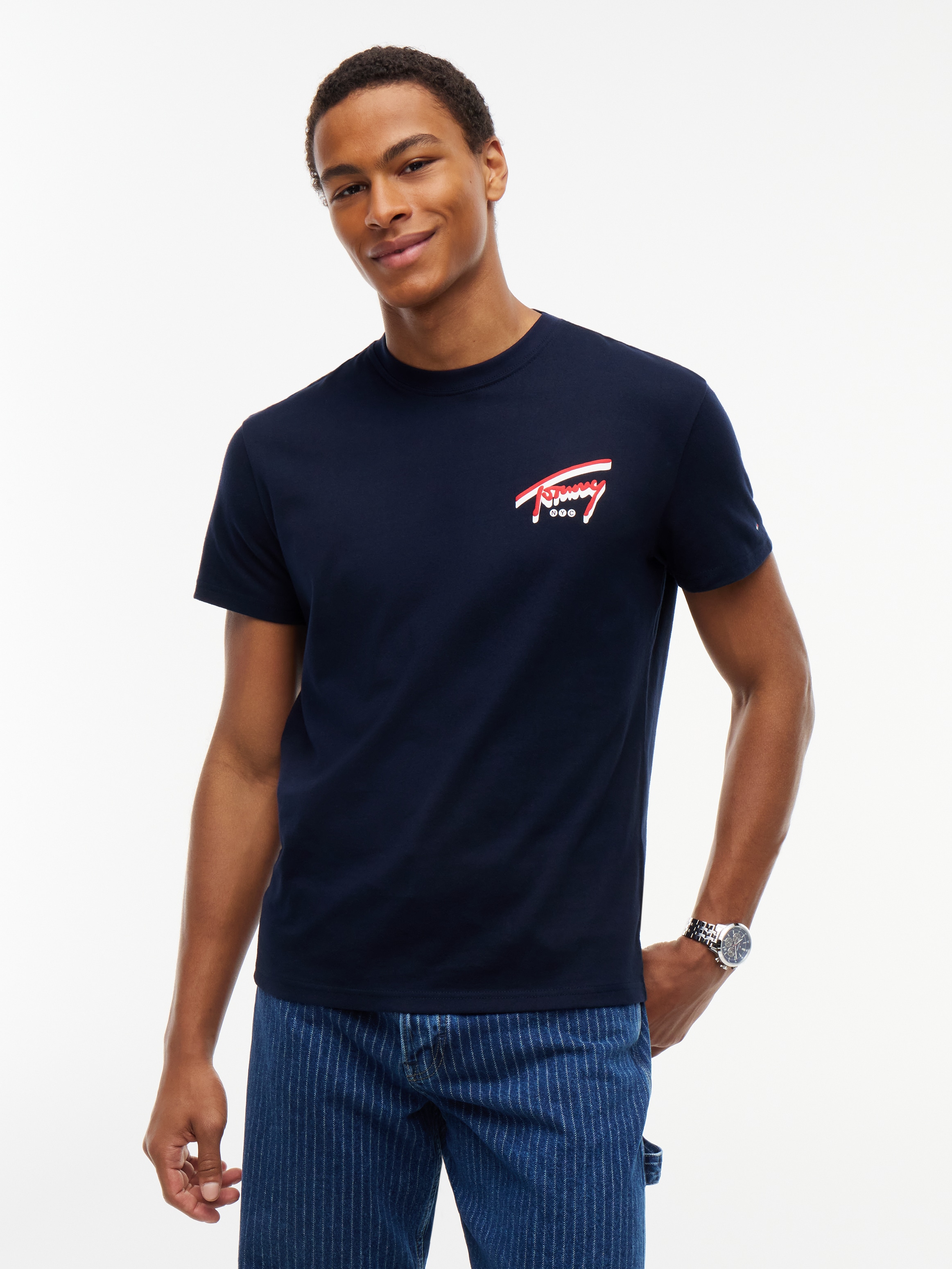 Image of Tommy Jeans T-Shirt "REGULAR SIGN BACKPRINT TEE" Regular fit mit Markenprint