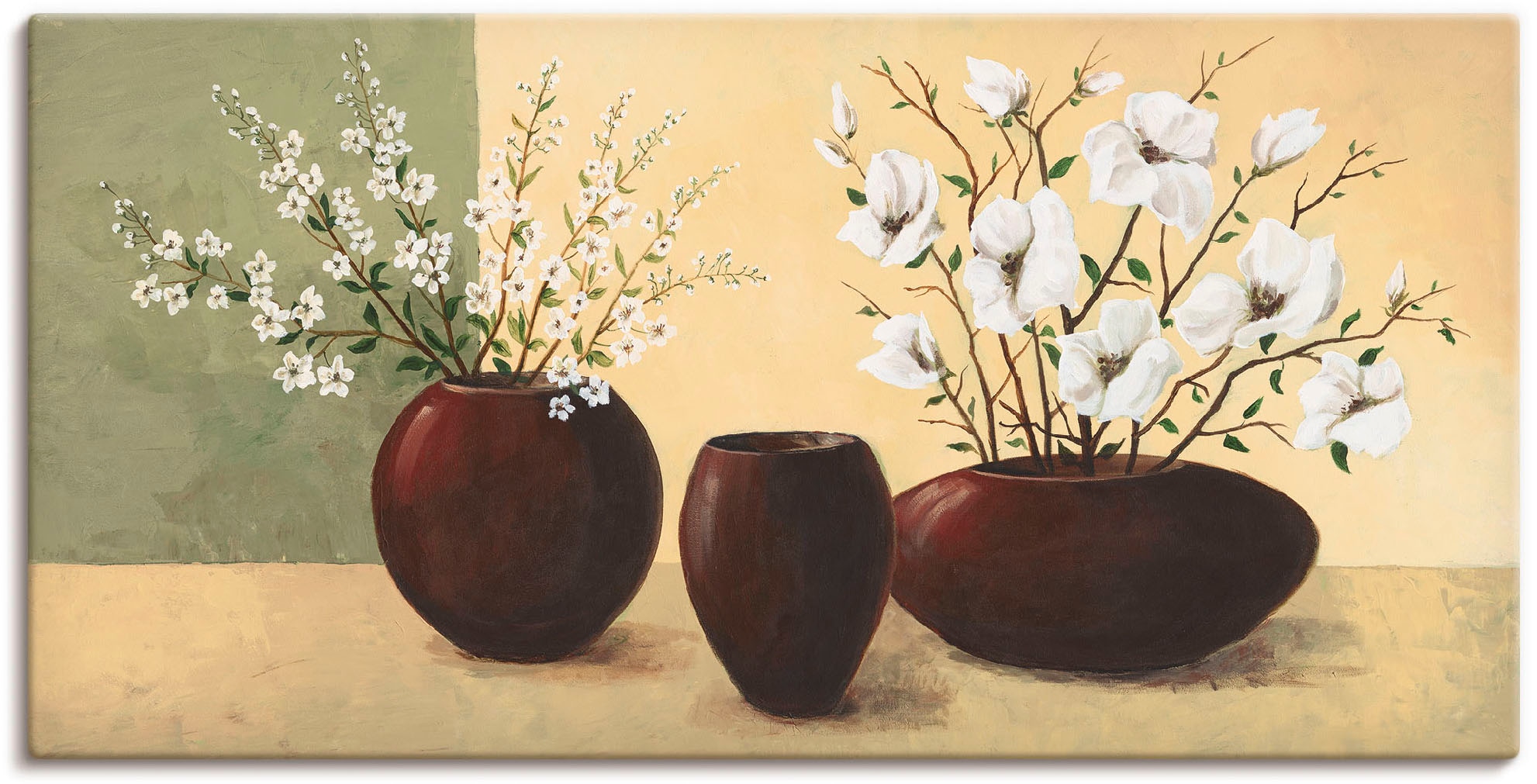 Image of Artland Leinwandbild "Magnolien" Vasen & Töpfe 1 Stk. tlg. auf Holzrahmen gespannt