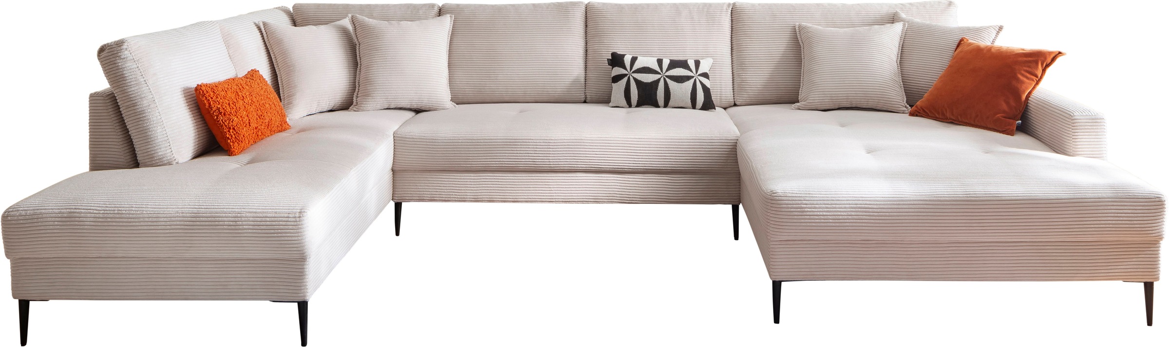Trends by HG Wohnlandschaft »Summer U-Form«, in Cord-Stoff mit Metallfuss