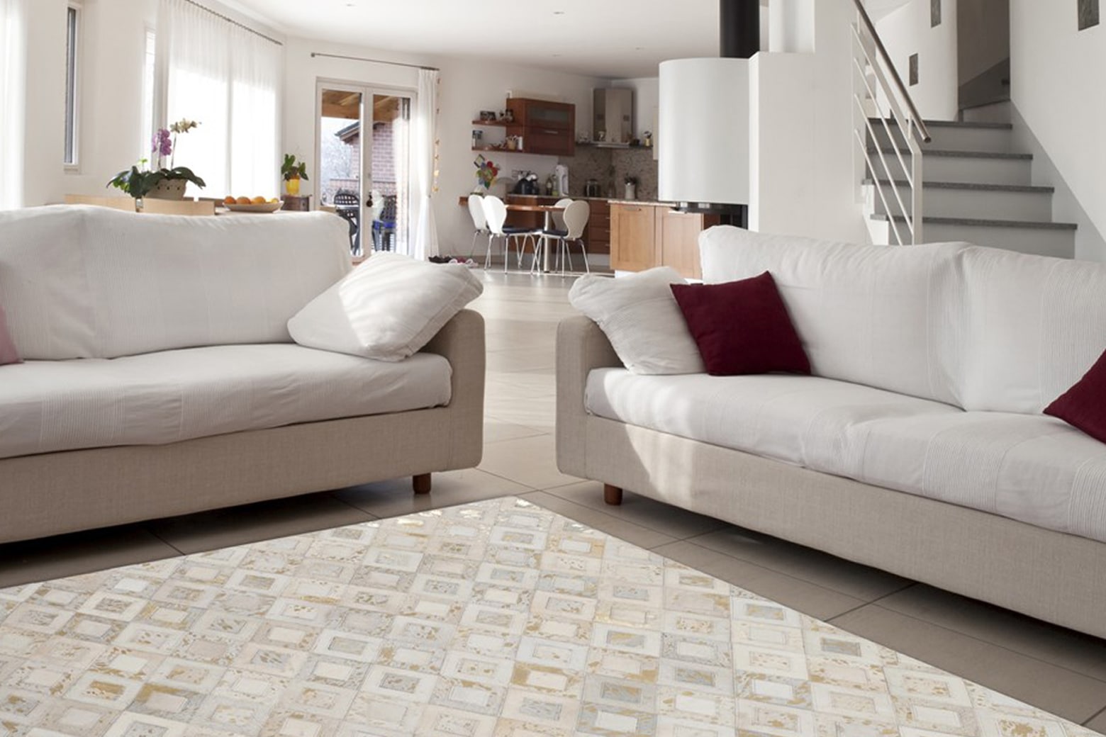 Image of calo-deluxe Fellteppich "Scarllet 110" rechteckig 8 mm Höhe echtes Rinderfell, Wohnzimmer