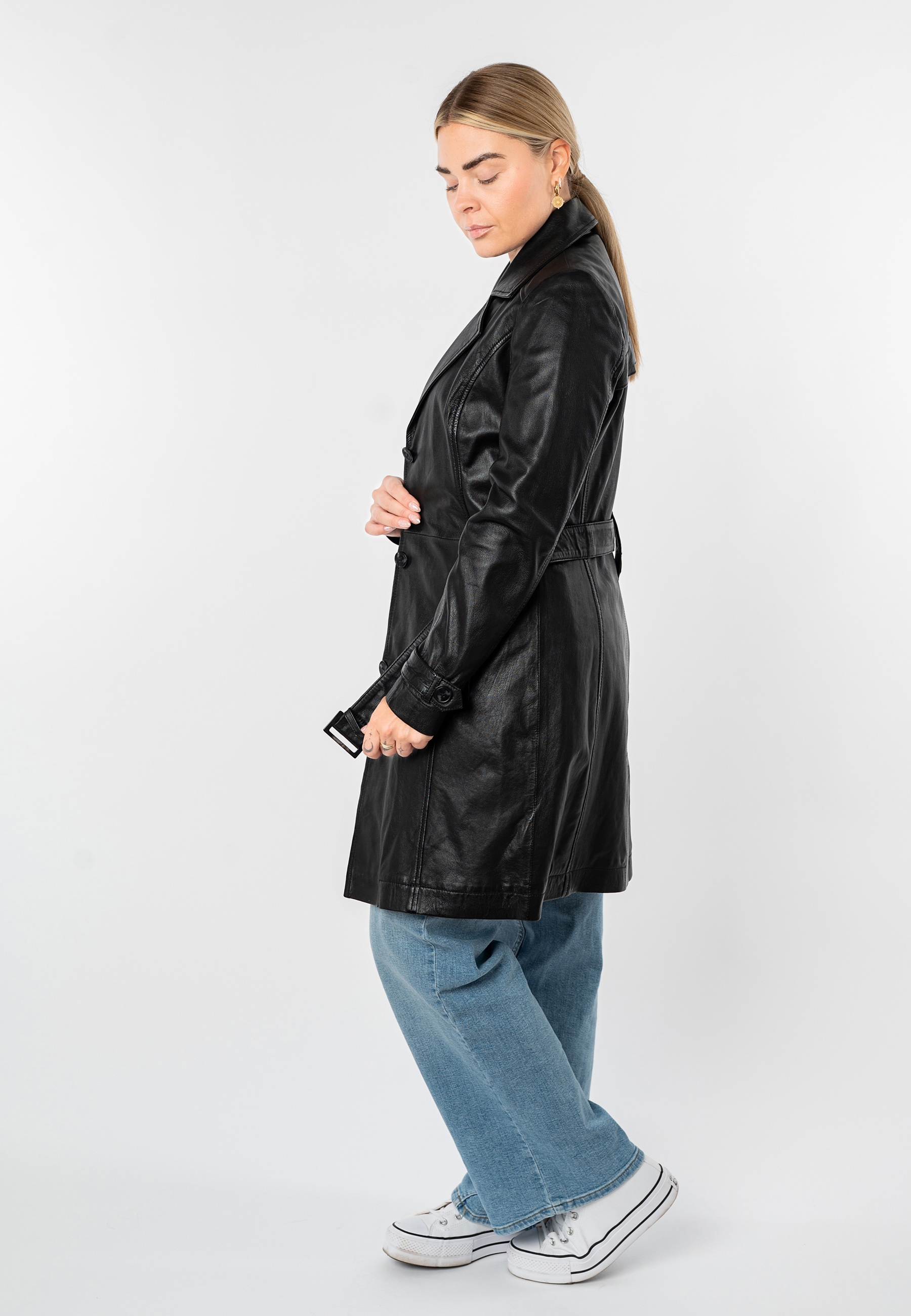 Mauritius Trench-coat »MWLeoniz« aus Echtleder, mit Taillengürtel