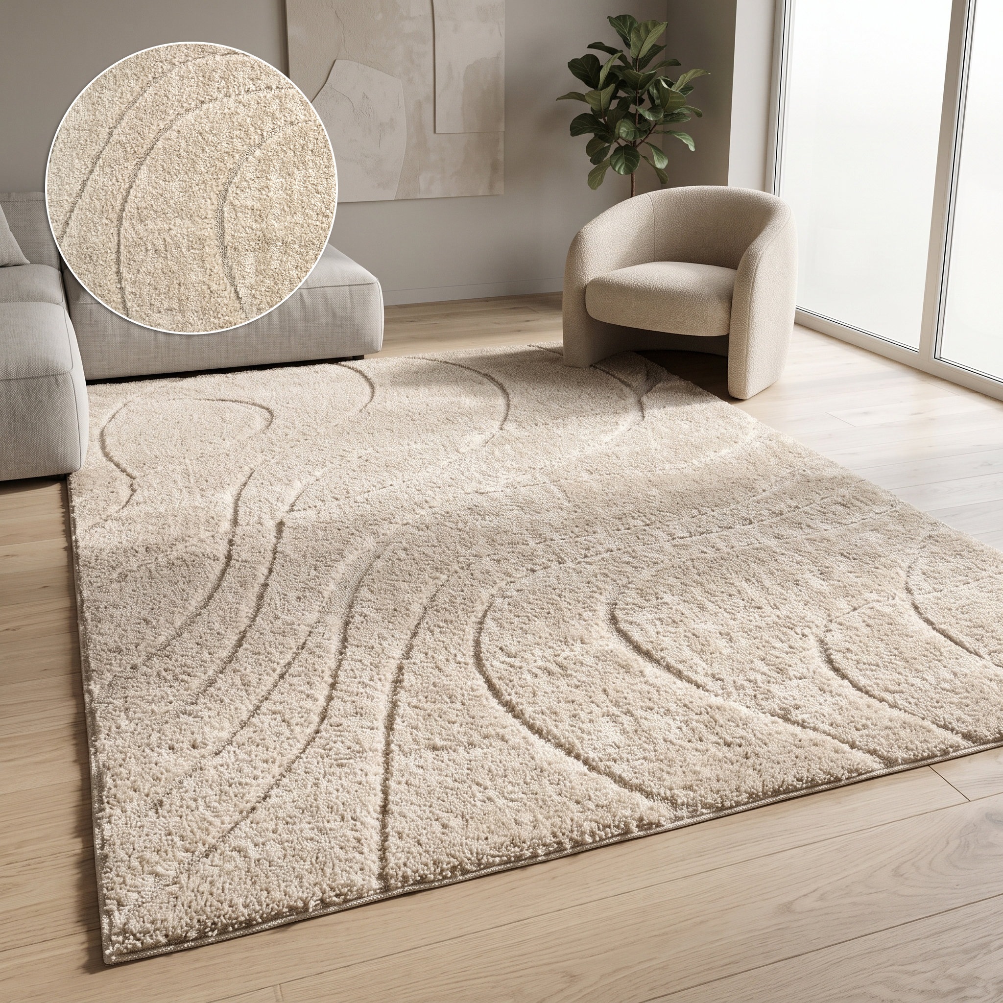 Image of GOODproduct Teppich "Lavia, Wellenmuster, Hoch-Tief" rechteckig 20 mm Höhe Linienmuster, modernes Design, 3D Optik, Designteppich, Wohnzimmer