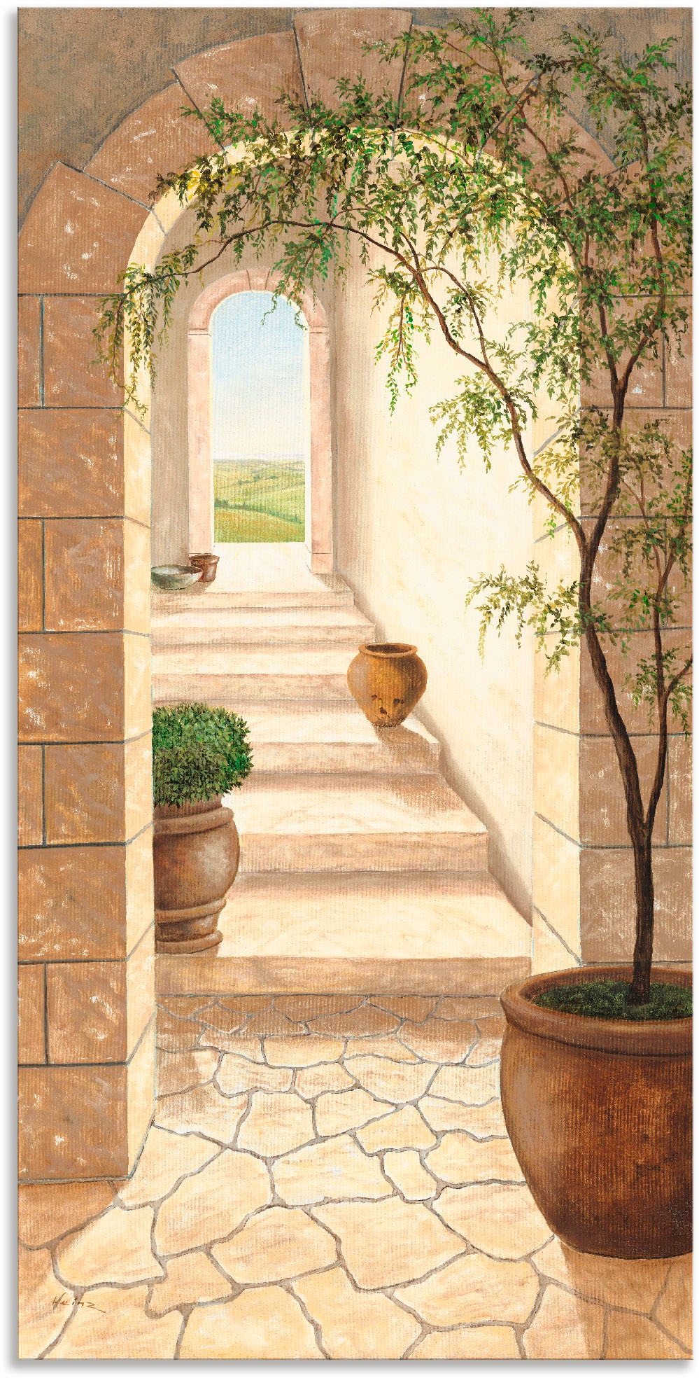 Image of Artland Wandbild »Toskanischer Durchgang«, Fenster & Türen, (1 St.), in vielen Grössen & Produktarten - Alubild / Outdoorbild für den Aussenbereich, Leinwandbild, Poster, Wandaufkleber / Wandtattoo auch für Badezimmer geeignet bei Ackermann Versand Schwei