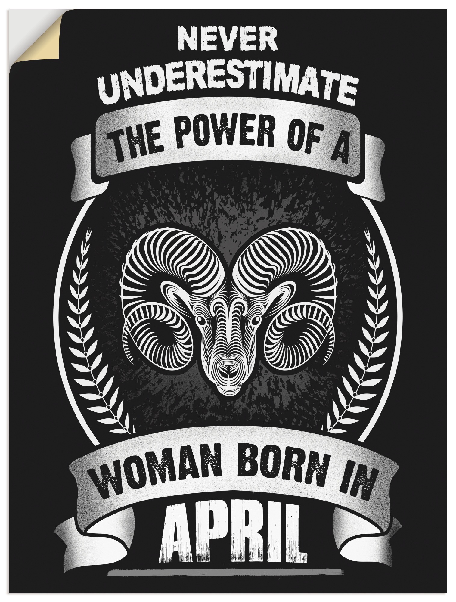 Image of Artland Wandbild »Sternzeichen Mottospruch April«, Sprüche & Texte, (1 St.), in vielen Grössen & Produktarten - Alubild / Outdoorbild für den Aussenbereich, Leinwandbild, Poster, Wandaufkleber / Wandtattoo auch für Badezimmer geeignet bei Ackermann Versan