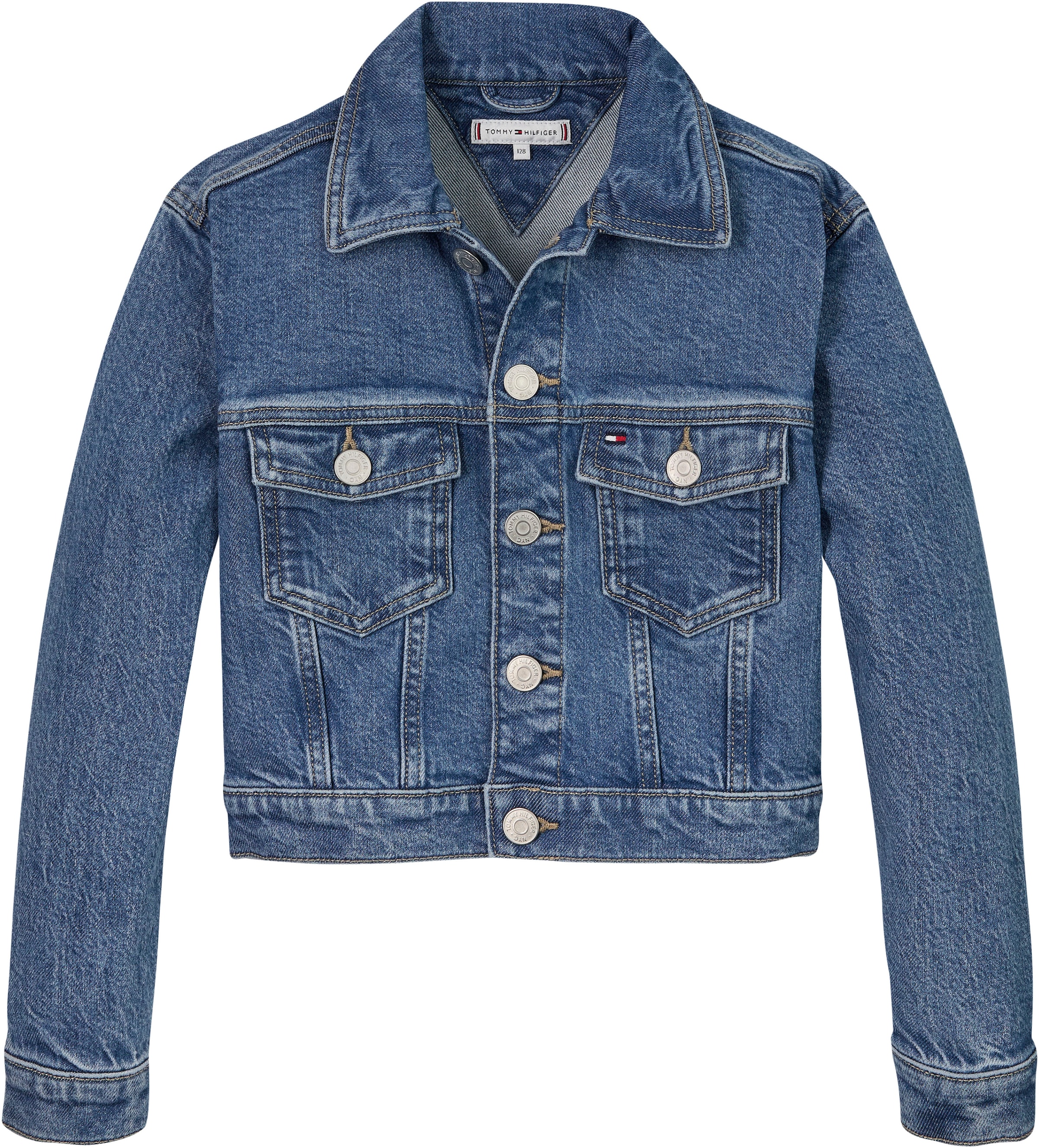 Tommy Hilfiger Jeansjacke »DENIM TRUCKER JACKET COMFORT«, Kinder bis 16 Jahre mit Logostickerei