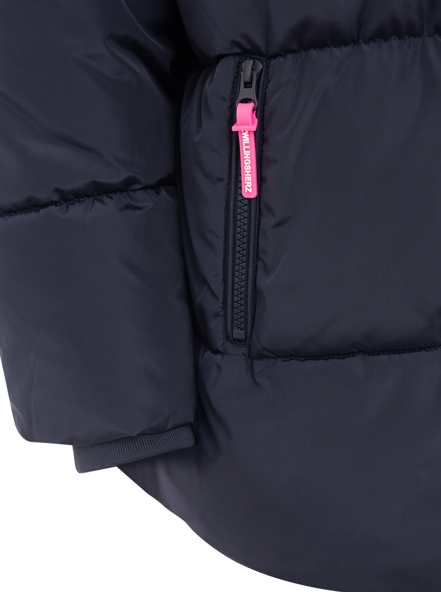Zwillingsherz Veste matelassée »„Love More“« capuche avec cordon de serrage, fermeture éclair dissimulée, détails discrets