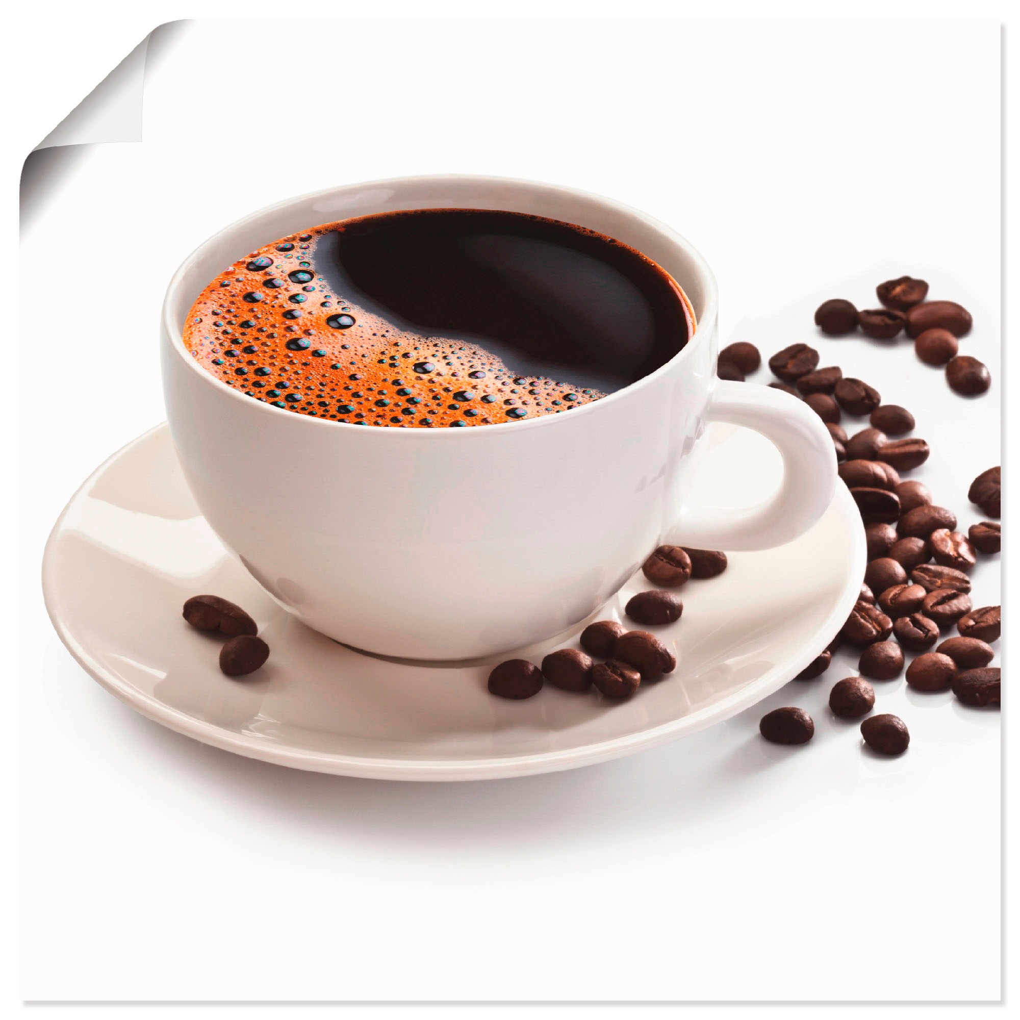 Image of Artland Wandbild »Kaffeetasse und Bohnen«, Getränke, (1 St.), in vielen Grössen & Produktarten -Leinwandbild, Poster, Wandaufkleber / Wandtattoo auch für Badezimmer geeignet bei Ackermann Versand Schweiz