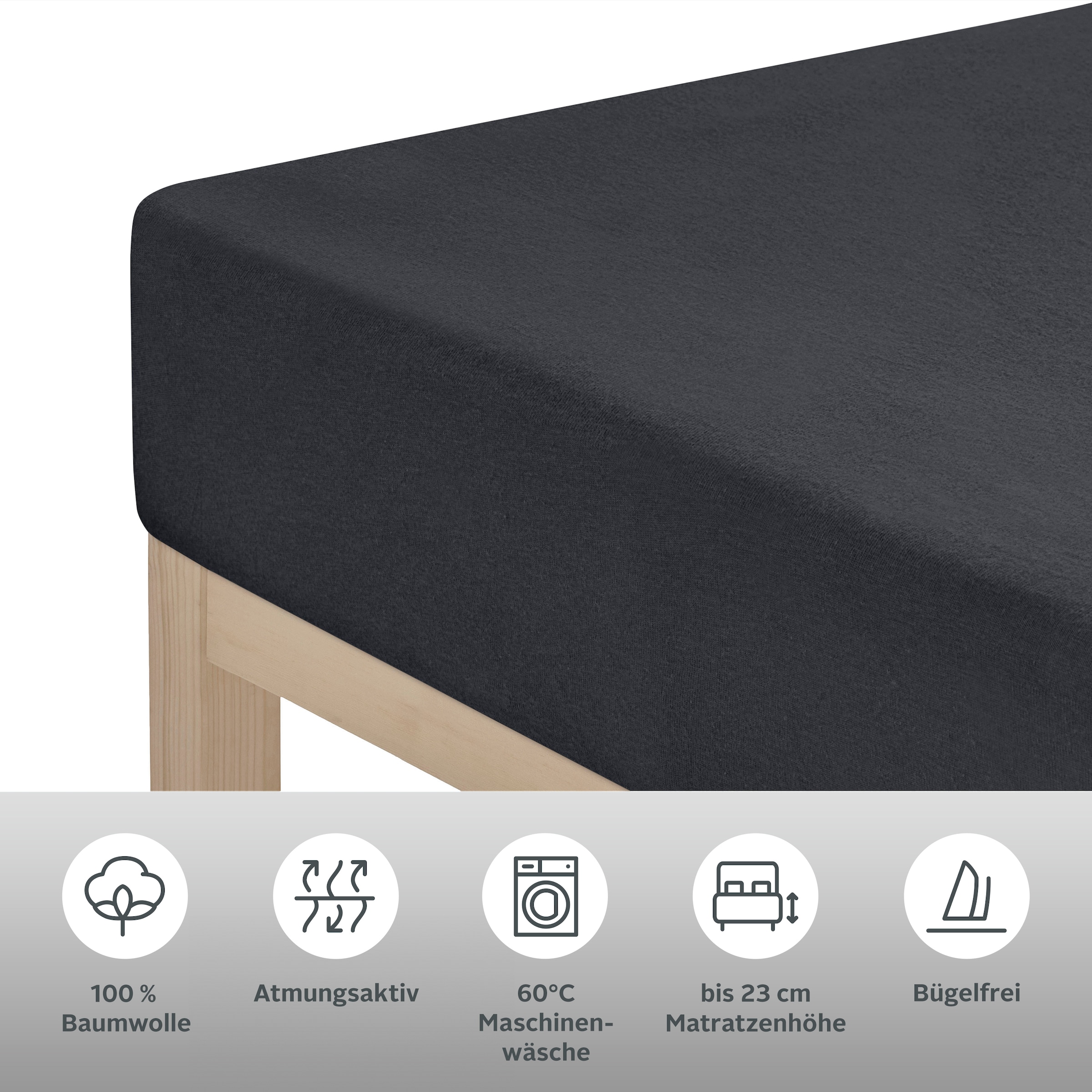 LeGer Home by Lena Gercke Spannbettlaken »ANISA Jersey aus 100% Baumwolle, 150 g/m²« Premium Bettlaken für Matratzen bis 23 cm Höhe, perfekter Sitz