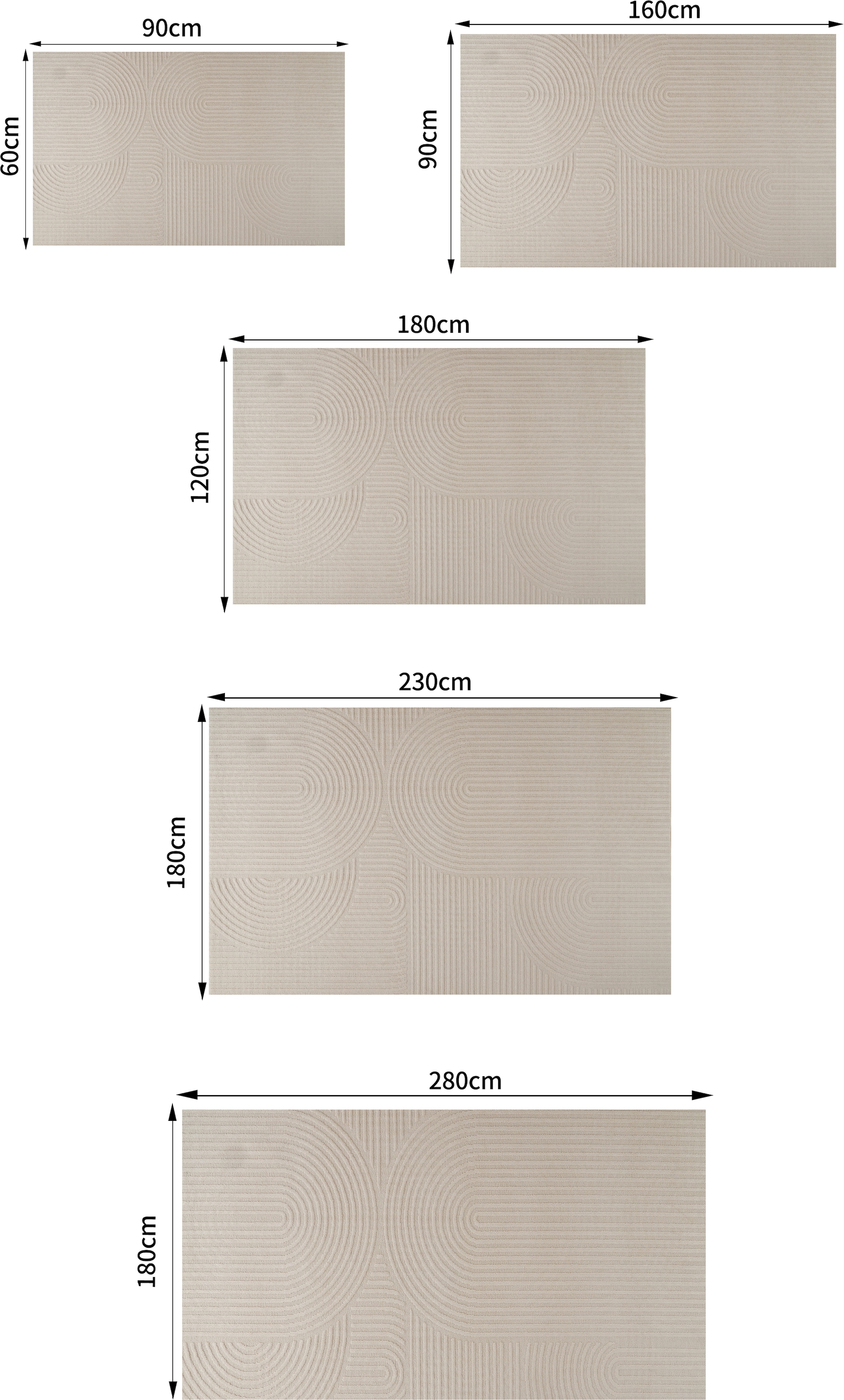 GOODproduct Teppich »Jola, In- und Outdoor geeignet, Hoch-Tief-Design, Scandi« rechteckig 9 mm Höhe Hoch-Tief-Struktur, Zen, Wetterfest & UV-beständig, Balkon, Camping