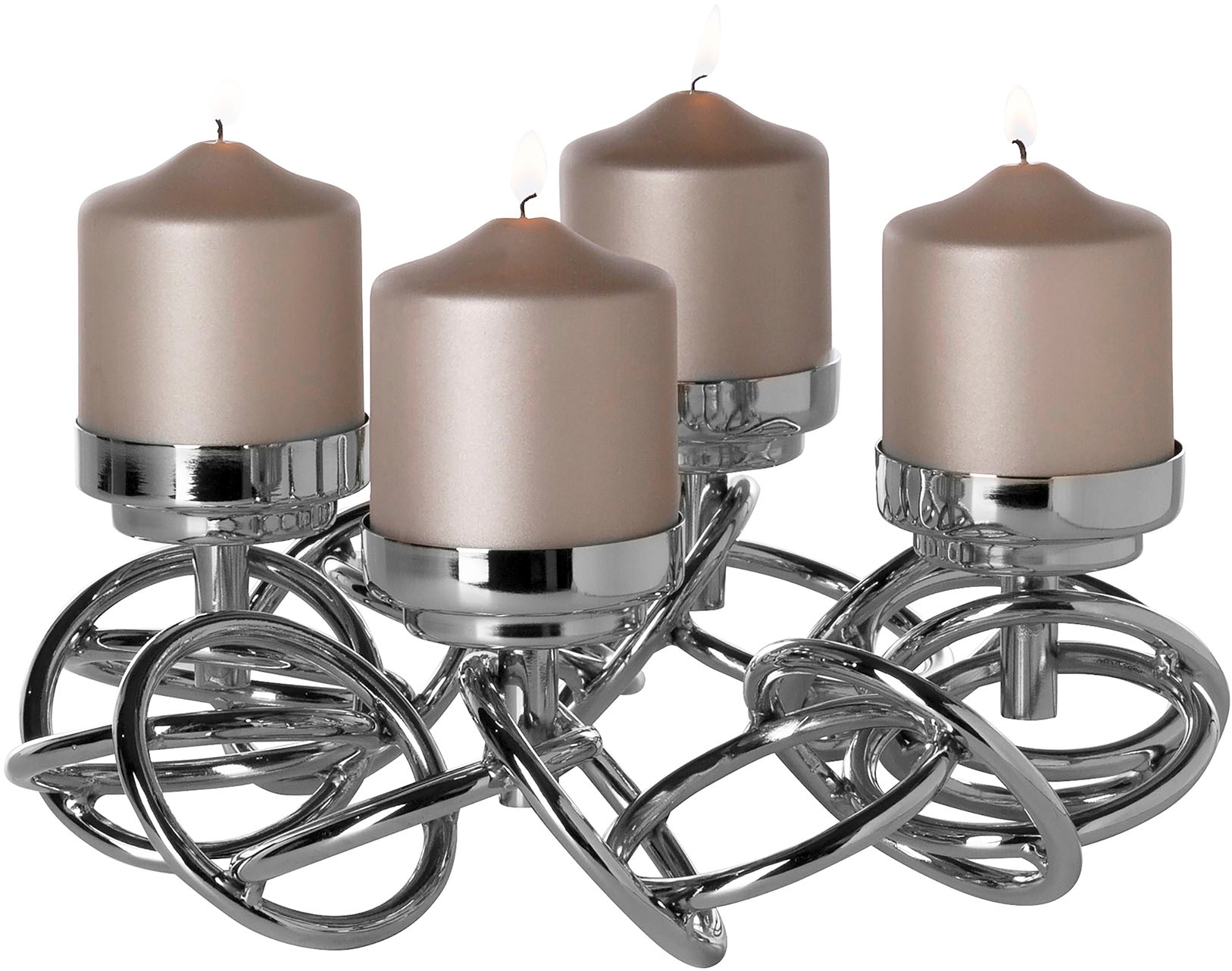 Image of Fink Kerzenleuchter "SONETTE" Adventskranz, Leuchterkranz, 4-flammig, vernickelt, mit Glas