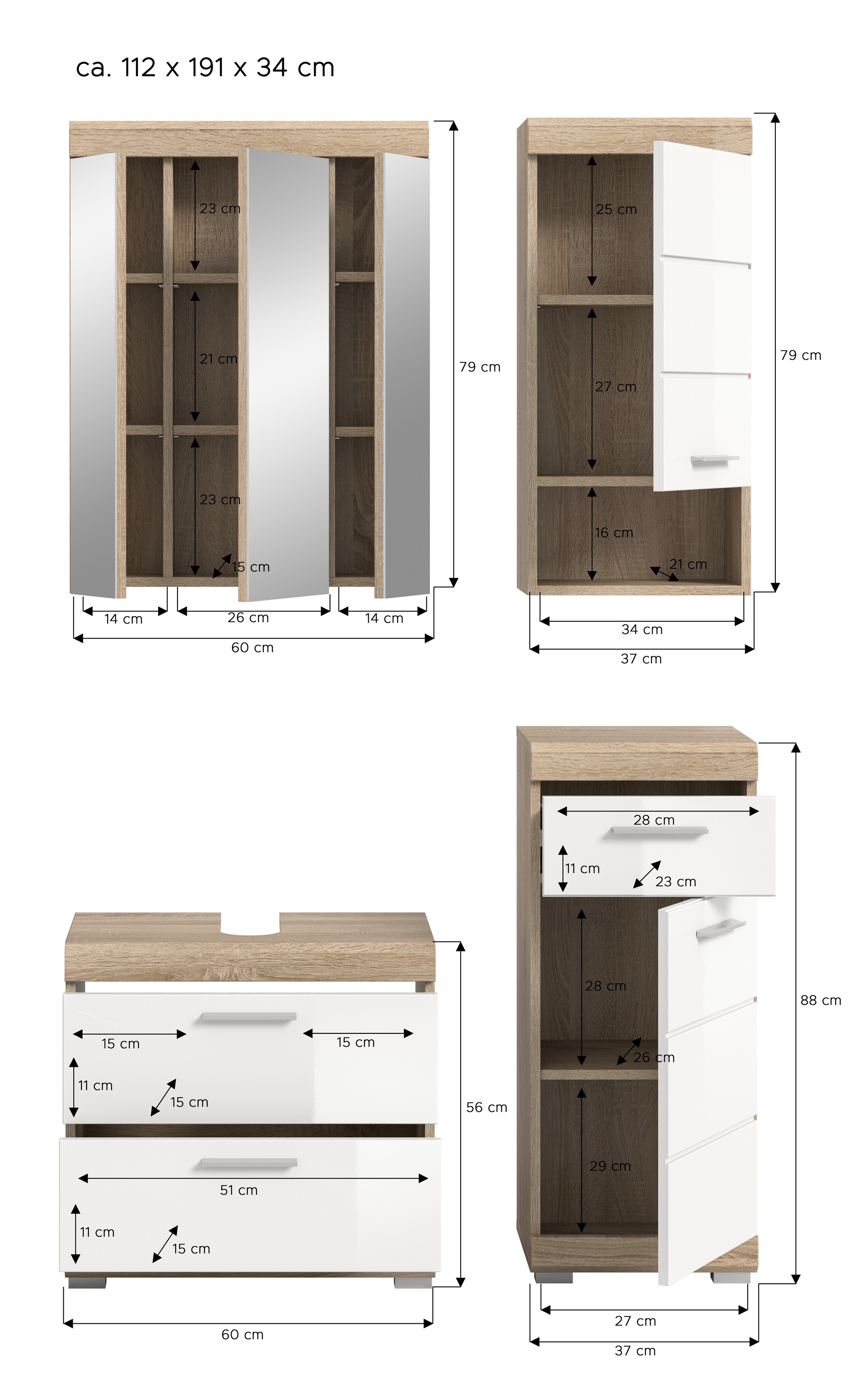INOSIGN Badmöbel-Set »Siena, 4 teilig, bestehend aus:« Set, TOPSELLER!, 4 Stk. tlg.