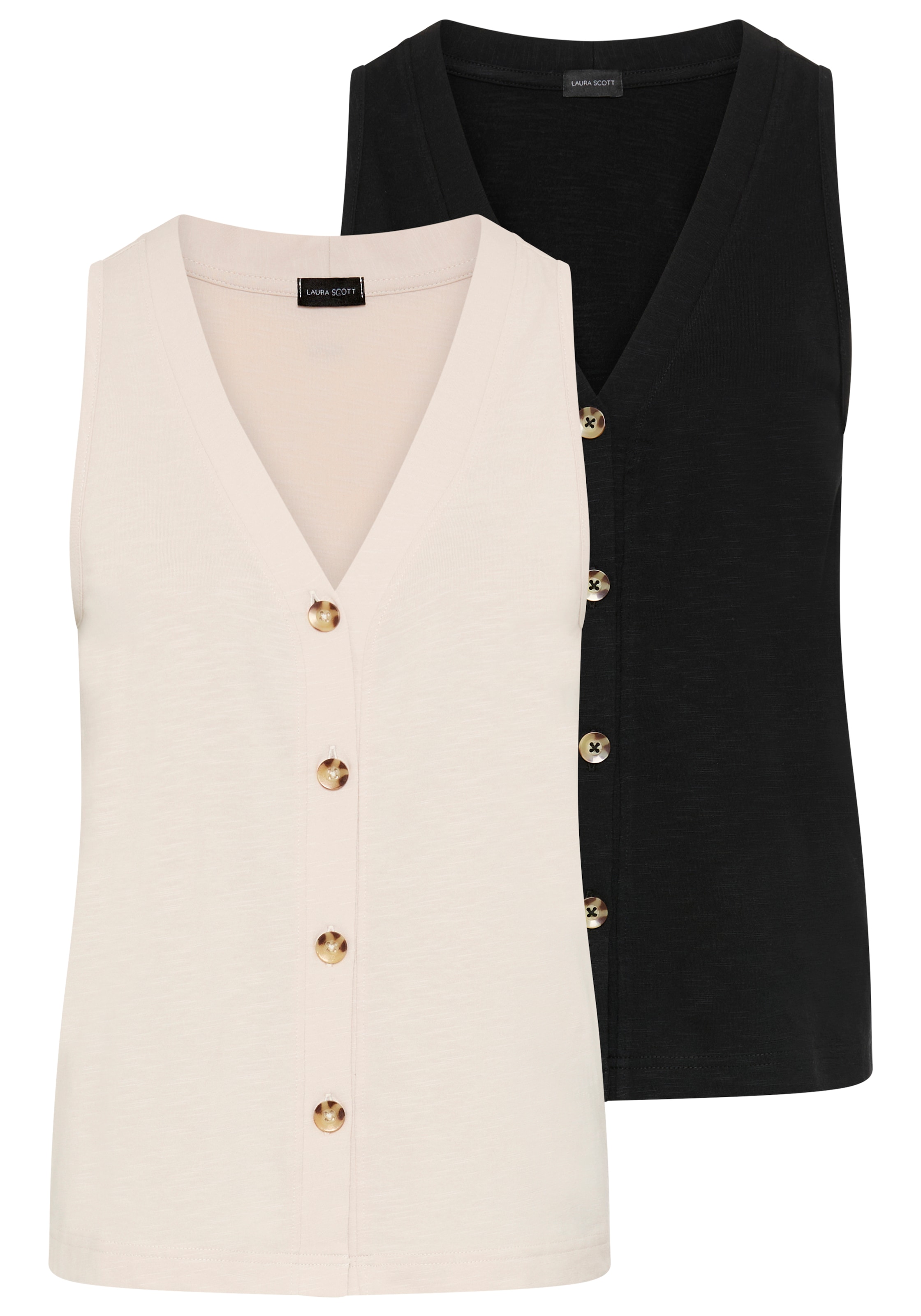 Image of Laura Scott Tanktop 2er-Pack, mit modischer Knopfleiste