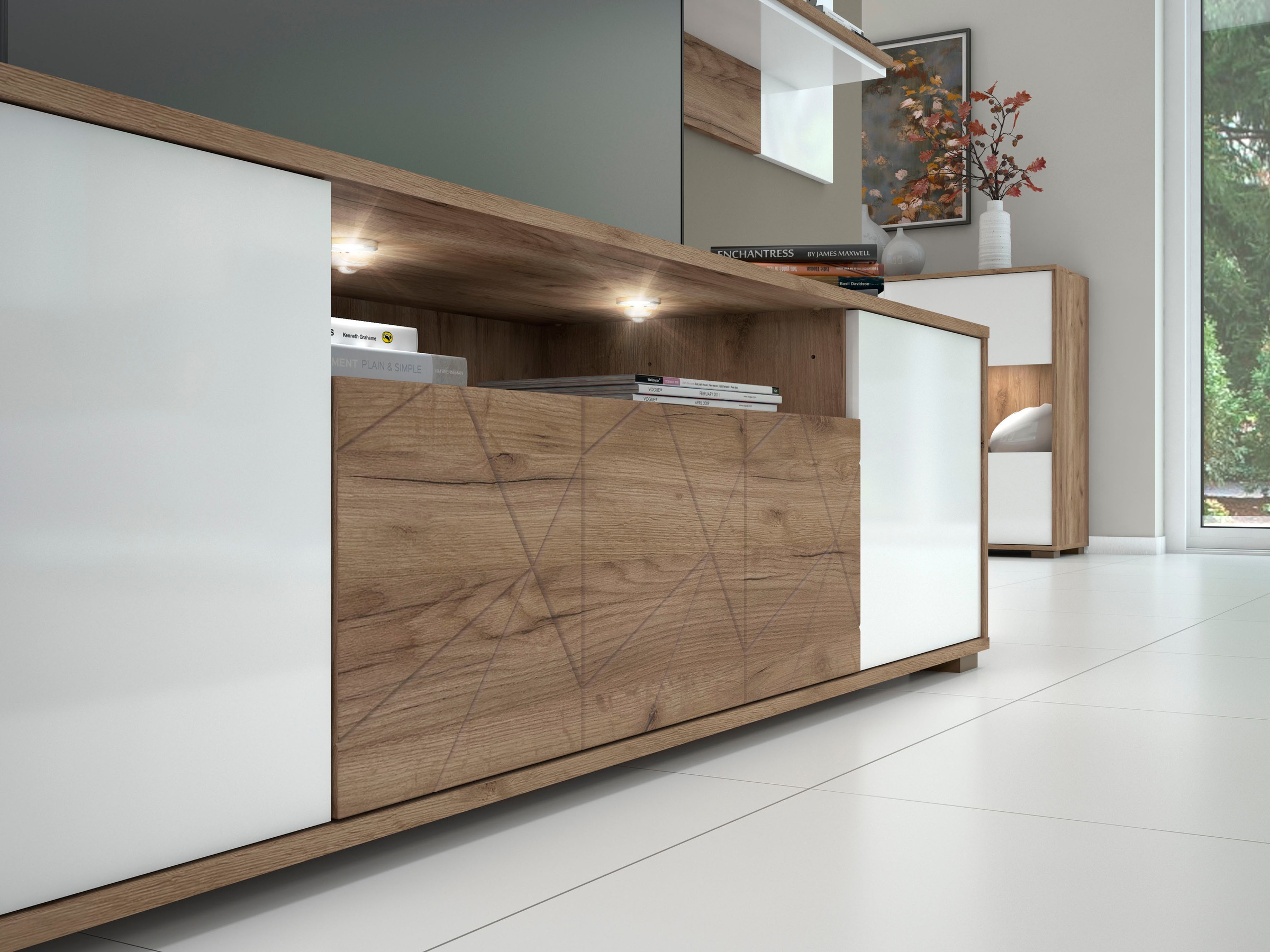 Image of GOODproduct TV-Board "Stela" (H/B/T): 48,4/180/46,5cm, mit Push-to-open und Soft-Close-Funktion, Hochglanz UV-lackiert