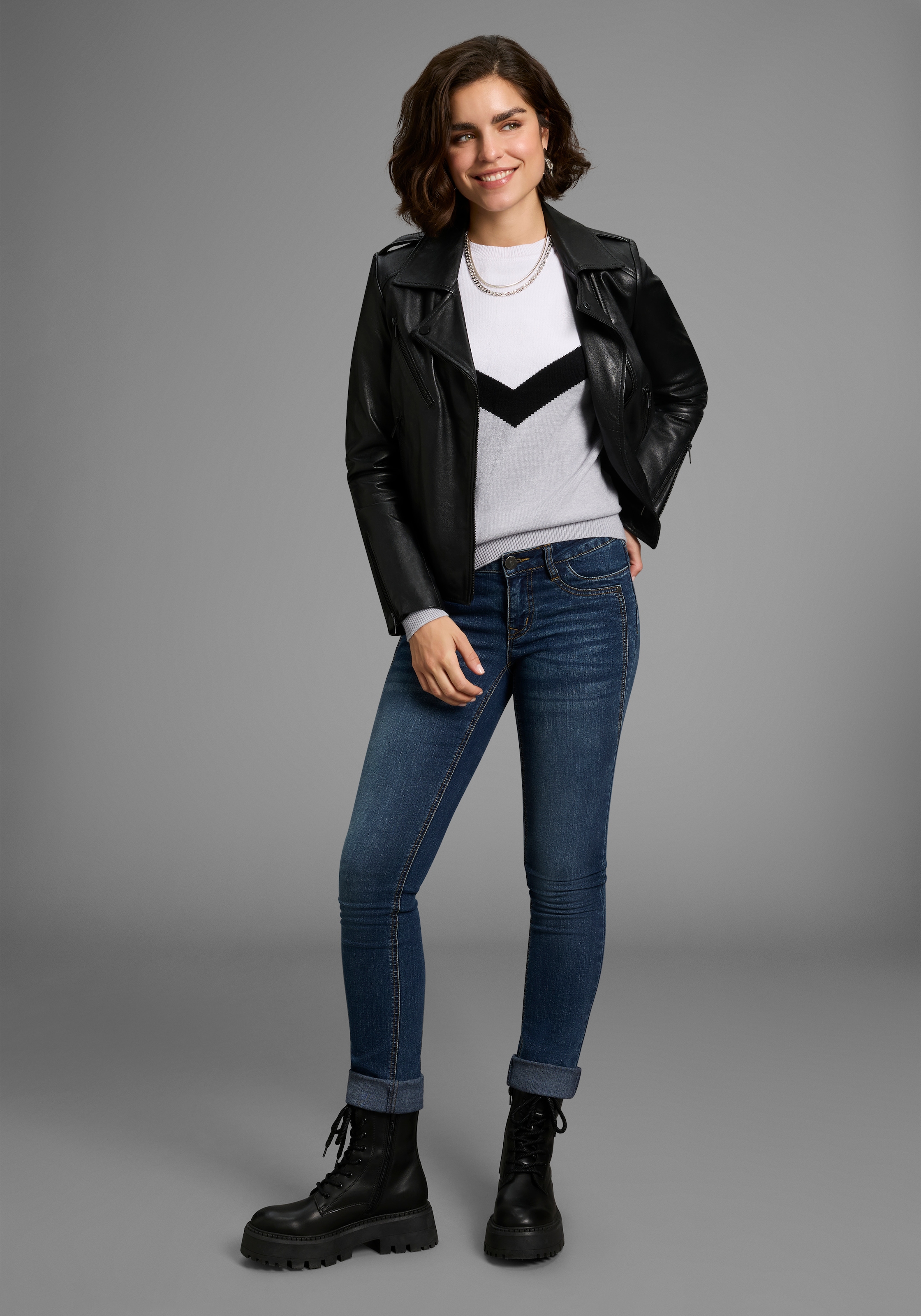 Laura Scott Rundhalspullover, mit Zickzackmuster - NEUE KOLLEKTION