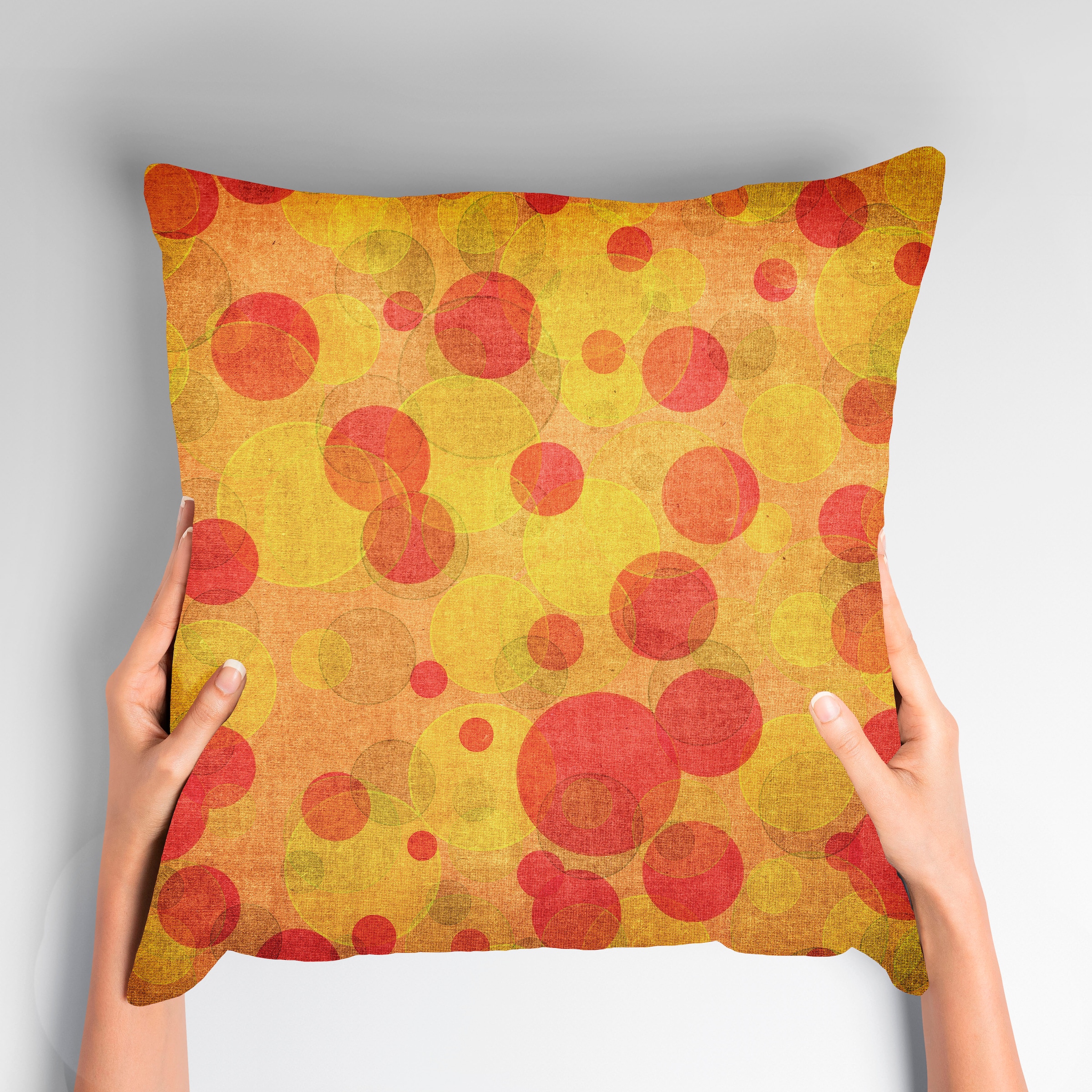 Image of queence Dekokissen "Idiane" Kissenhülle,Kreise,Gelb,Orange,Geometrisch,Modern,Sonnig,Abstrakt