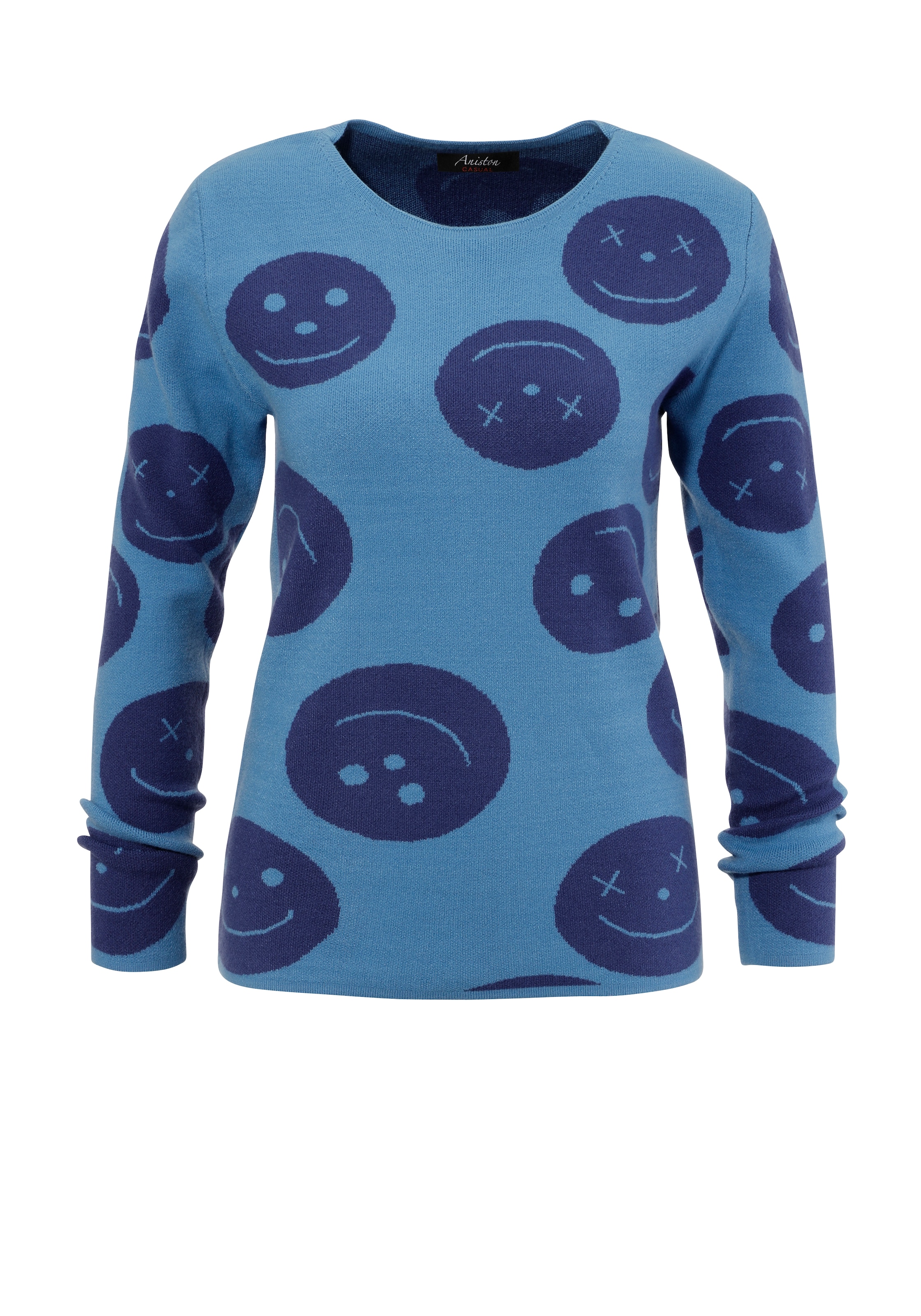 Aniston CASUAL Strickpullover, mit eingestrickten Smileys - NEUE KOLLEKTION