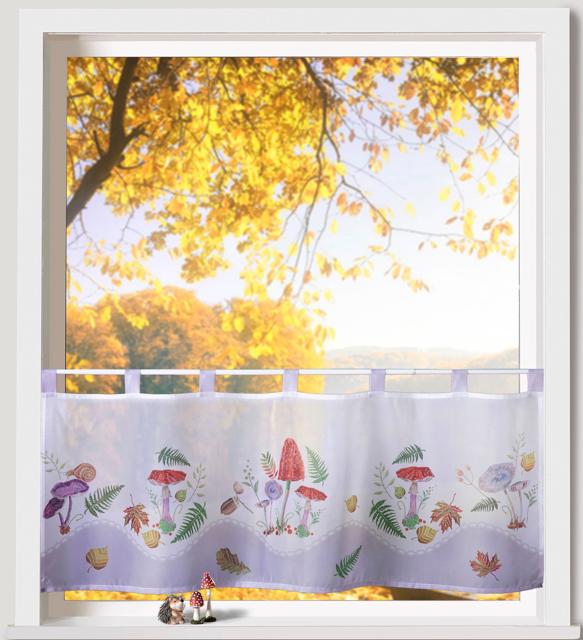 Image of Weckbrodt Scheibengardine "Silvan" Schlaufen 1 Stk. tlg. Bistro, Voile, bedruckt, transparent, HxB 45x120cm, Gardine, Store