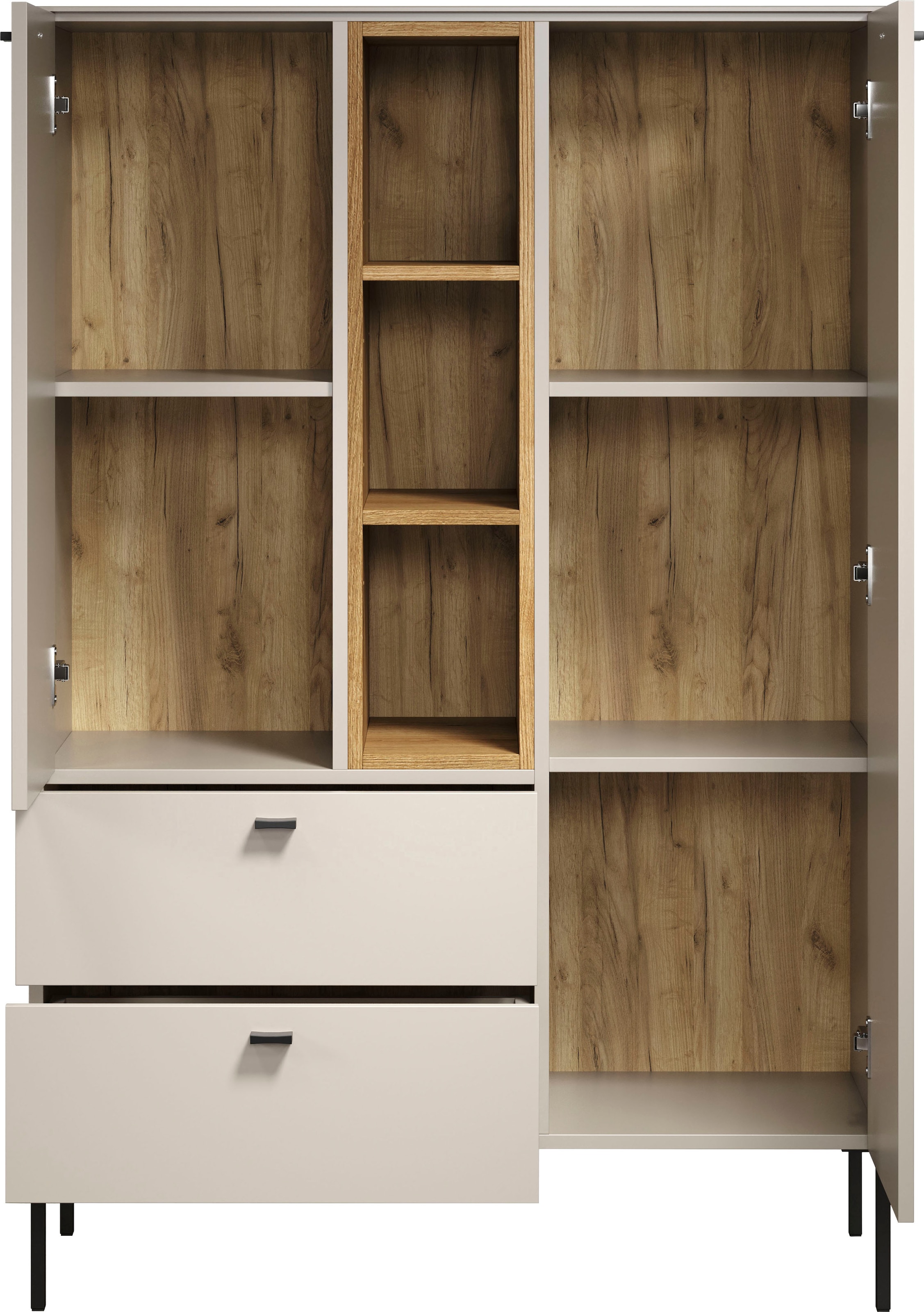 Places of Style Highboard »San Pedro«, (1 St.), Highboard, 2 Türen, 2 Schubkasten & Soft-Close - (B/T/H) 93/42/140 cm