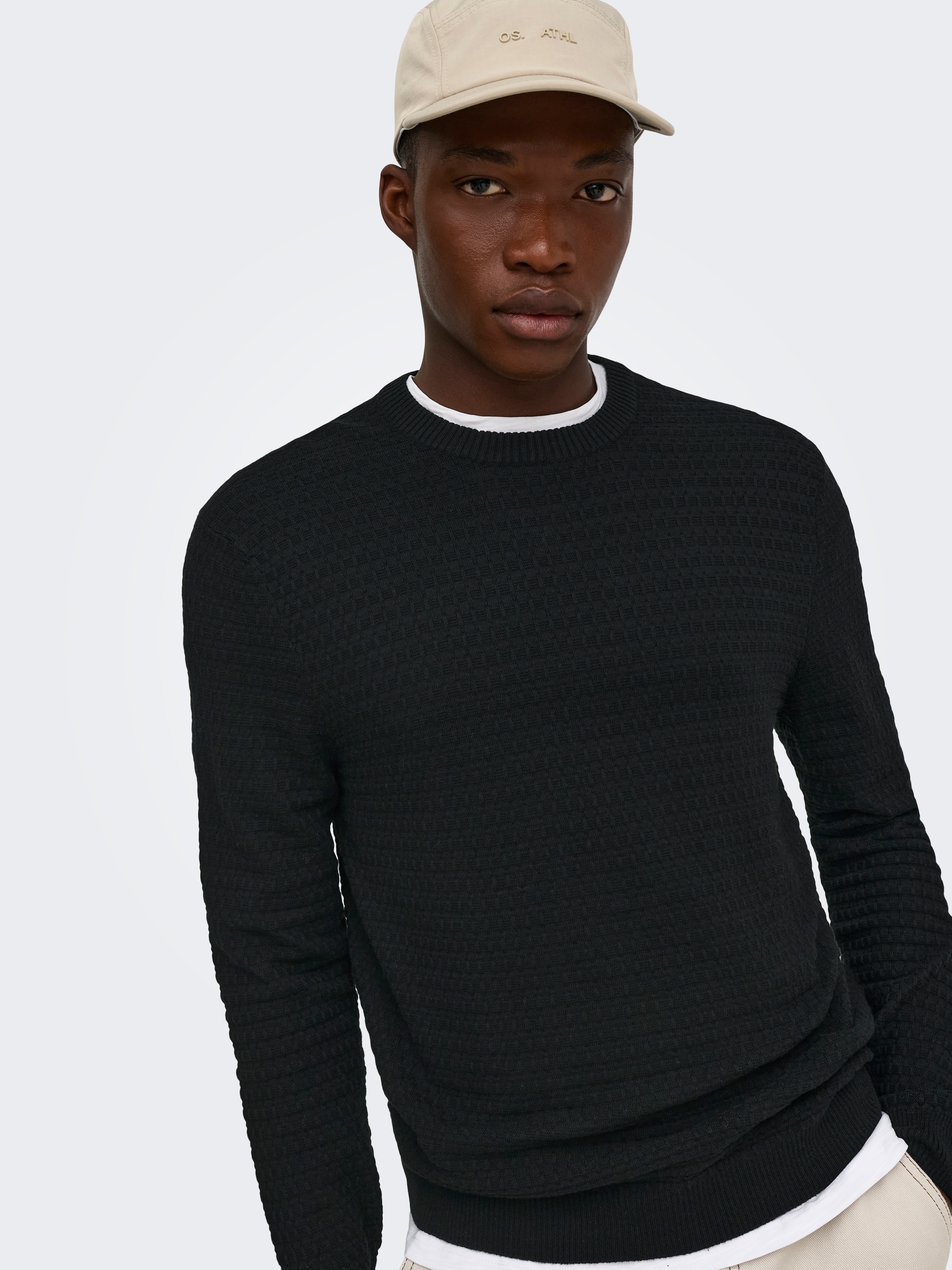 ONLY & SONS Rundhalspullover »ONSLOUI LS STRUCTURE CREW REG NOOS« Baumwollmischung, regular fit