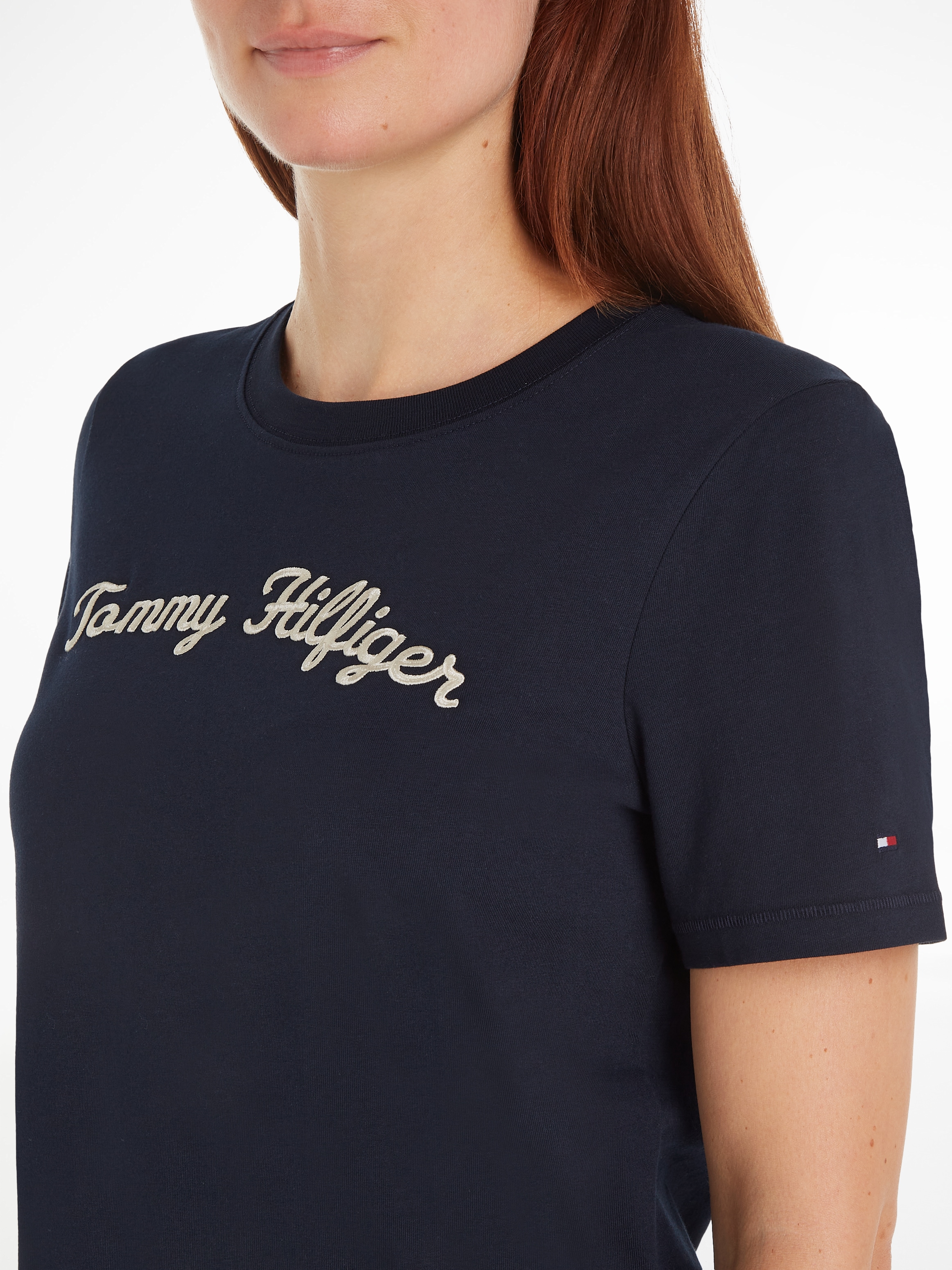 Tommy Hilfiger Kurzarmshirt »REG SCRIPT C-NK SS«, mit Tommy Hilfiger Script Logo-Schriftzug