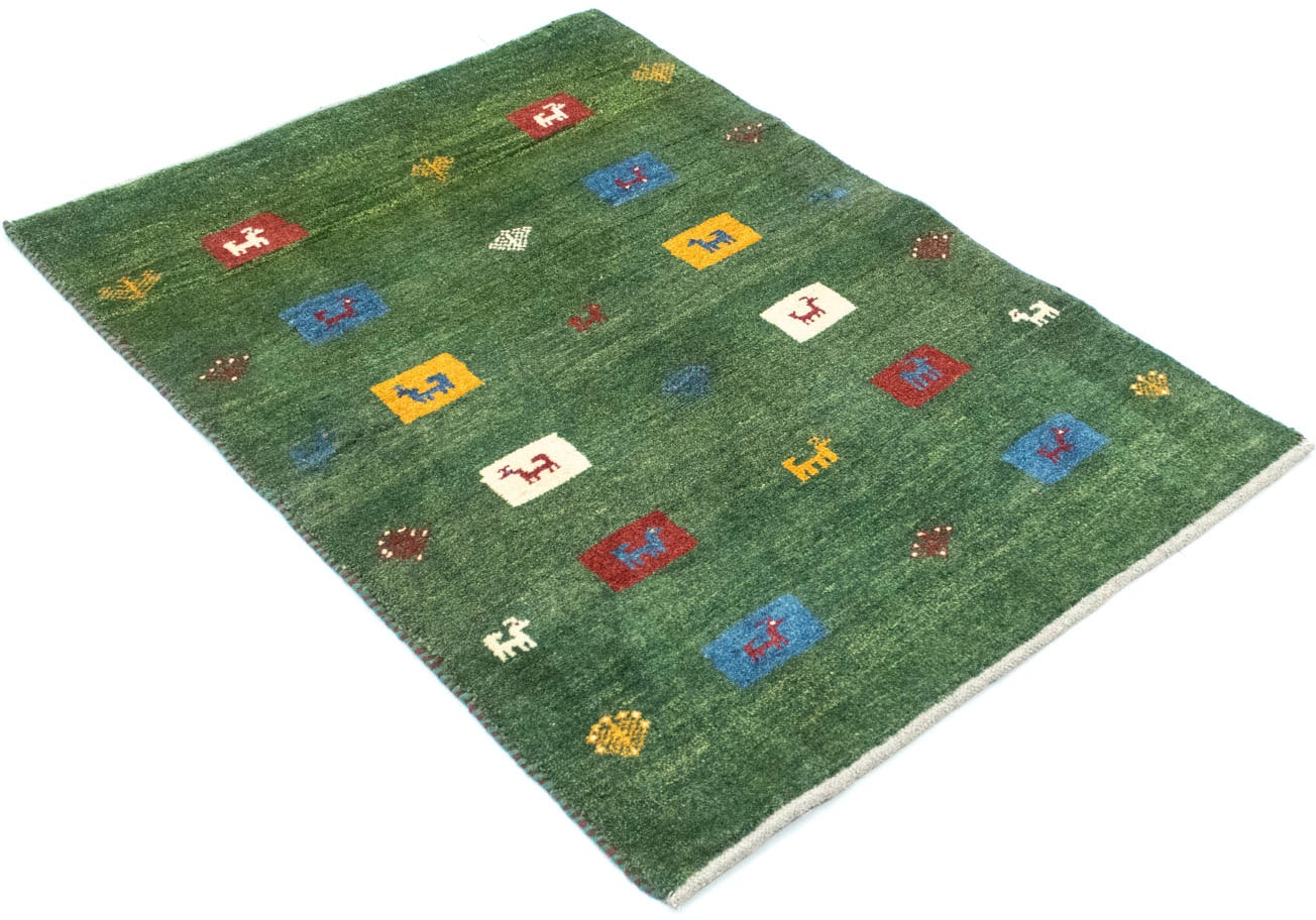 morgenland Wollteppich »Gabbeh Teppich handgeknüpft grün«, rechteckig,  handgeknüpft kaufen