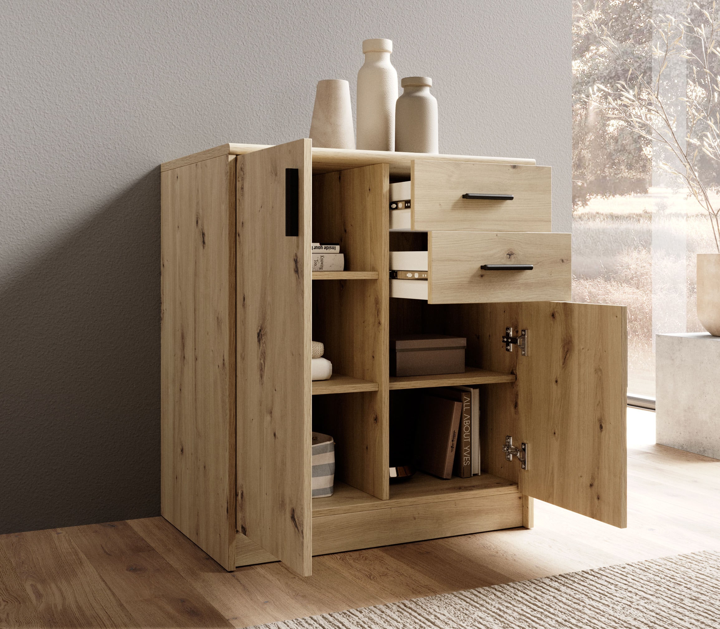 HBZ Sideboard »Nelly Kommode, BxHxT 74x86x50cm« 1 Stk. tlg. Breite 74cm, Einlegeböden verstellbar, foliert