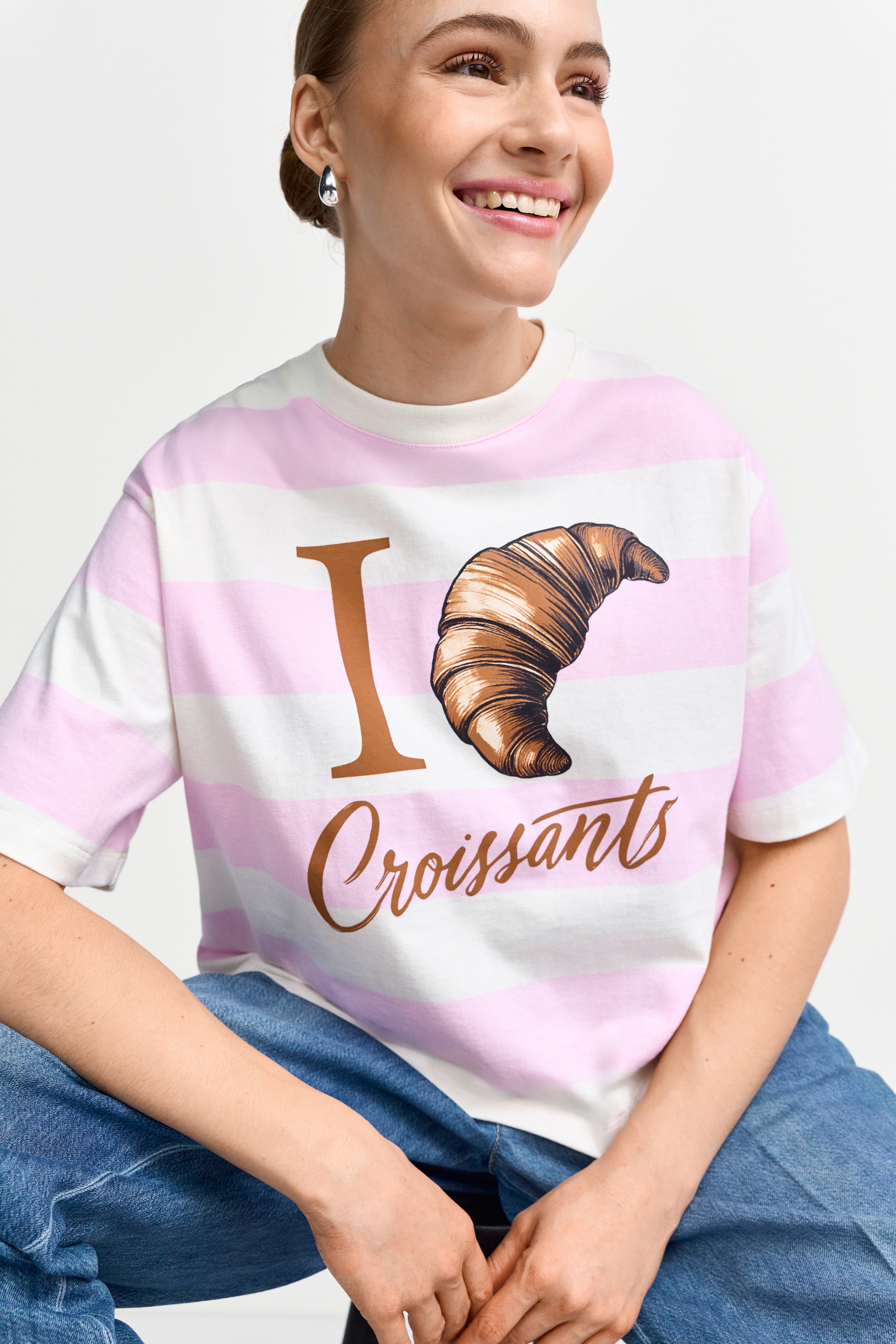 Image of RICHROYAL T-Shirt oversized, croped, grosses Frontmotiv, aus reiner Baumwolle