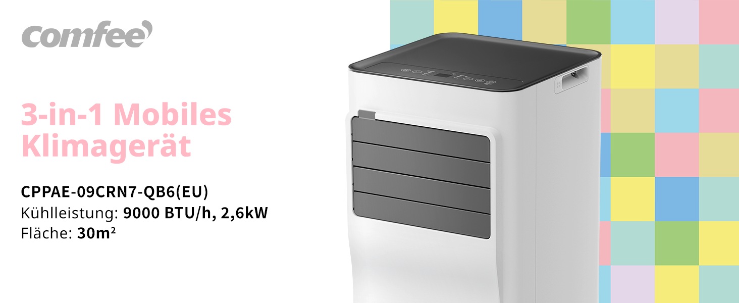 comfee Climatiseur 3 en 1 »»Easy Cool 9000« starker Luftstrom, App und Sprachsteuerung möglich« für Räume bis zu 33 m², mit Temperatursensor