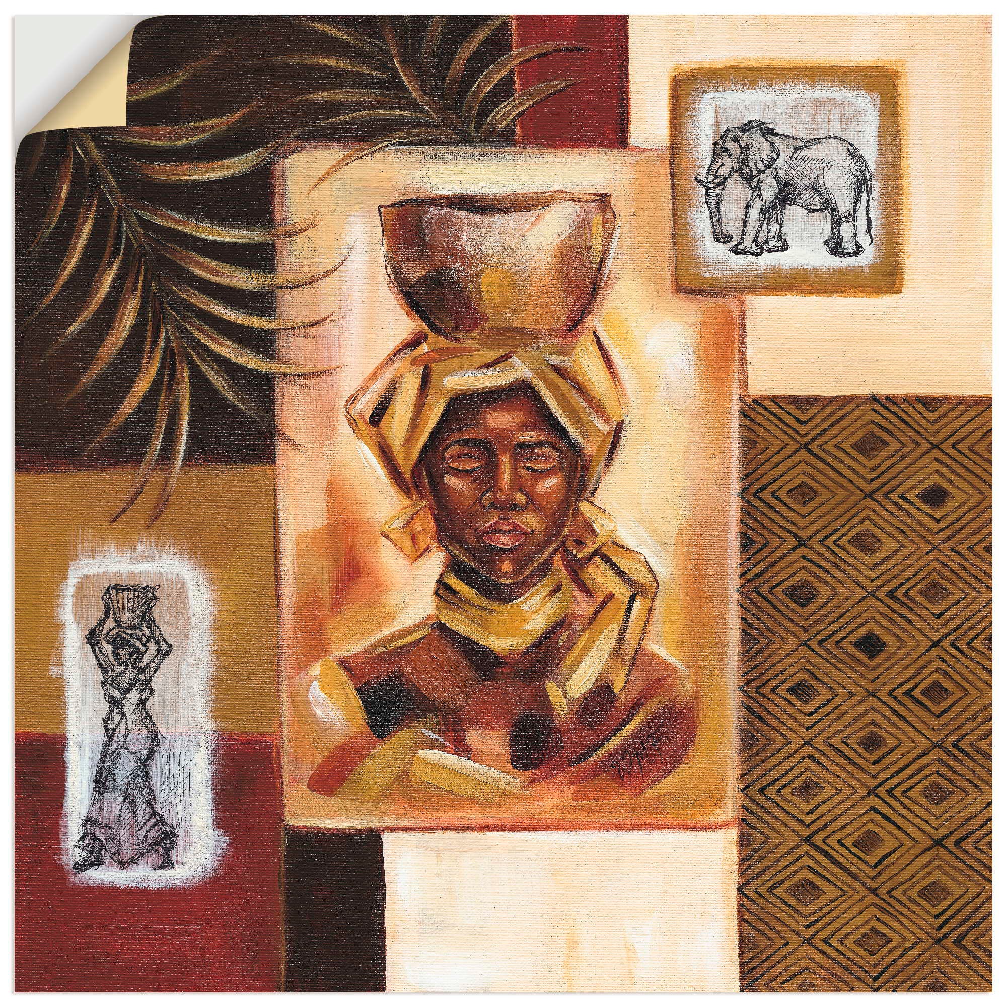 Image of Artland Wandbild »Aus Afrika I«, Frau, (1 St.), in vielen Grössen & Produktarten -Leinwandbild, Poster, Wandaufkleber / Wandtattoo auch für Badezimmer geeignet bei Ackermann Versand Schweiz