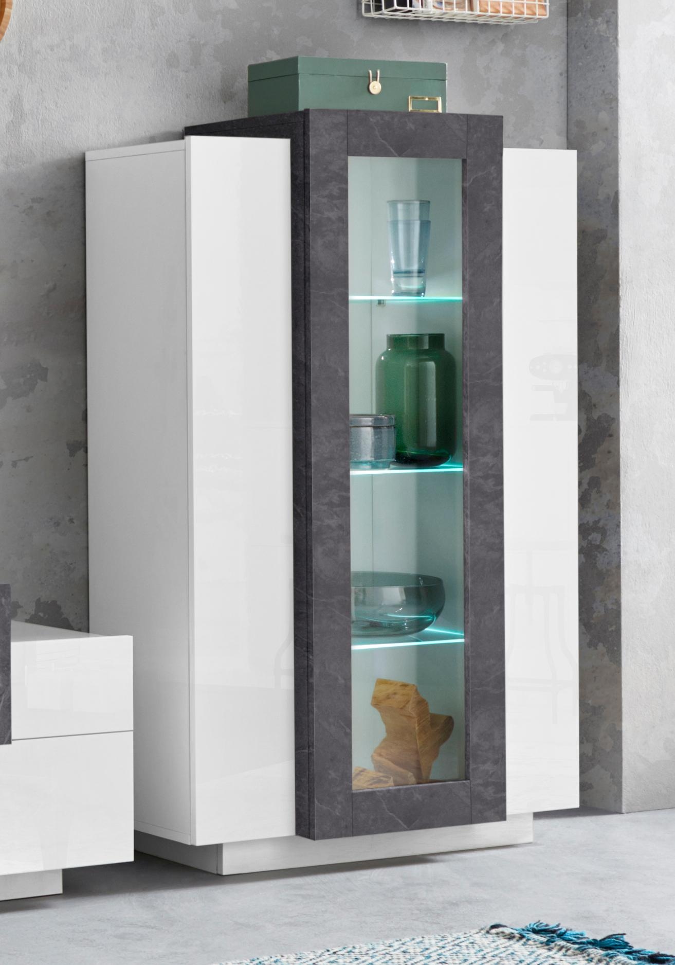 Image of Home affaire Vitrine "Coro, Vitrine, Glasvitrine, Vitrinenschrank, Stauraumvitrine" 3 Türen davon 1 Glastür, 9 Fächer, Doppeltiefe, Höhe 120,5cm