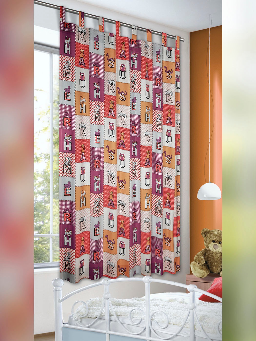 Image of WILLKOMMEN ZUHAUSE by ALBANI GROUP Vorhang »Buchstabentiere«, (1 St.), Schlaufenschal bei Ackermann Versand Schweiz