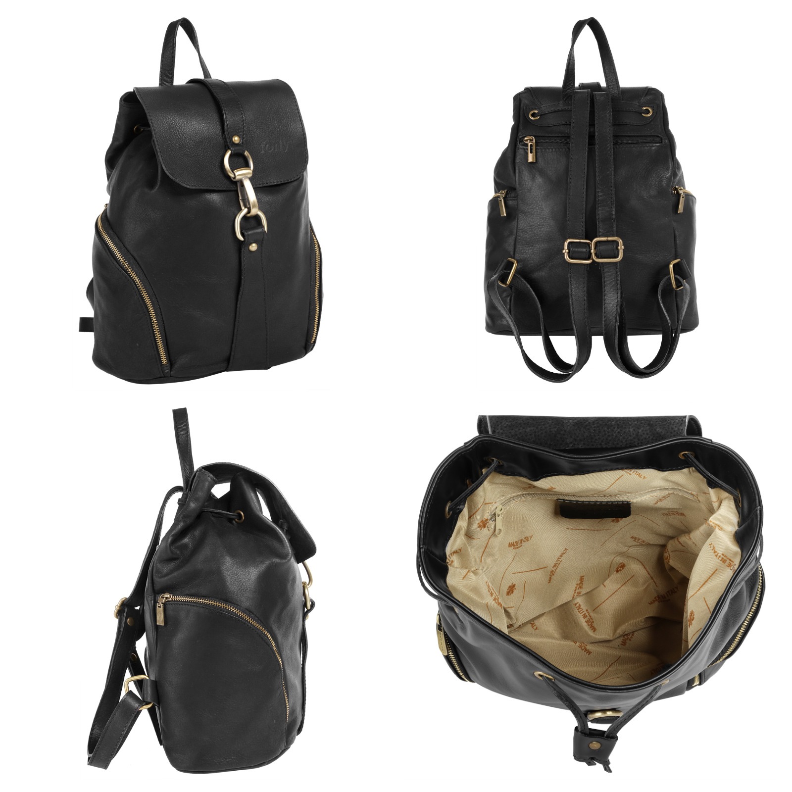forty Cityrucksack "FORTY Damen echt Leder, Made in Italy" echt Leder, Made in Italy