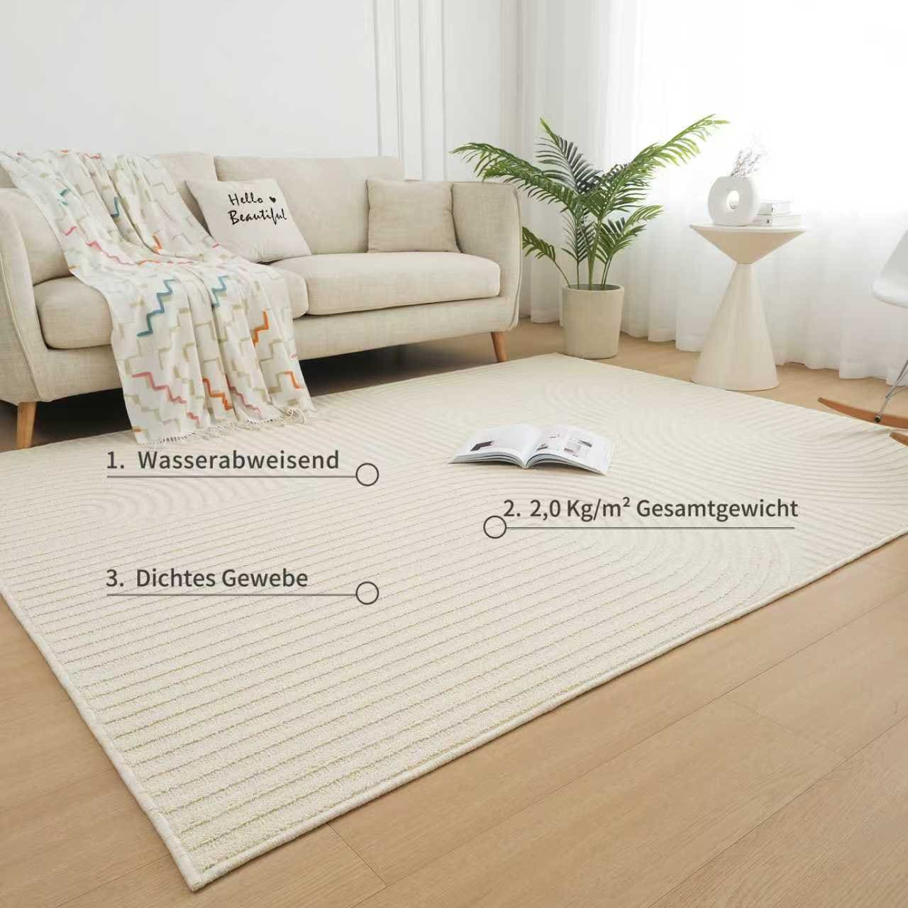 my home Teppich »Jola Hoch-Tief-Design, Scandi-Look, Zen«, rechteckig, 10 mm Höhe, Boho, Modern, 3D, Wohnzimmer, Schlafzimmer, wasserabweisend