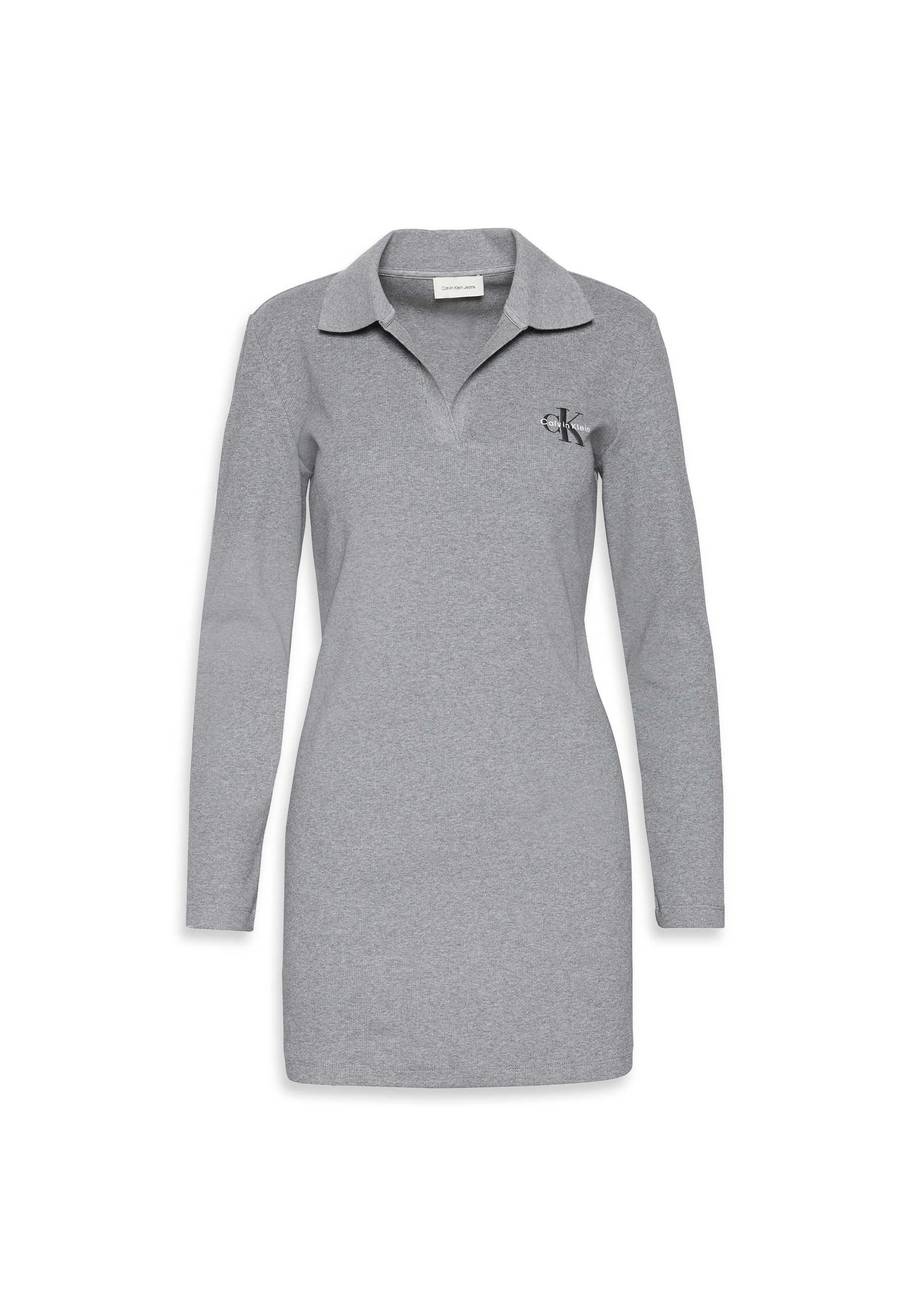 Calvin Klein Jeans Minikleid »LS MONOLOGO RIB POLO MINI DRESS«, Polokragen, V-Ausschnitt, figurbetont