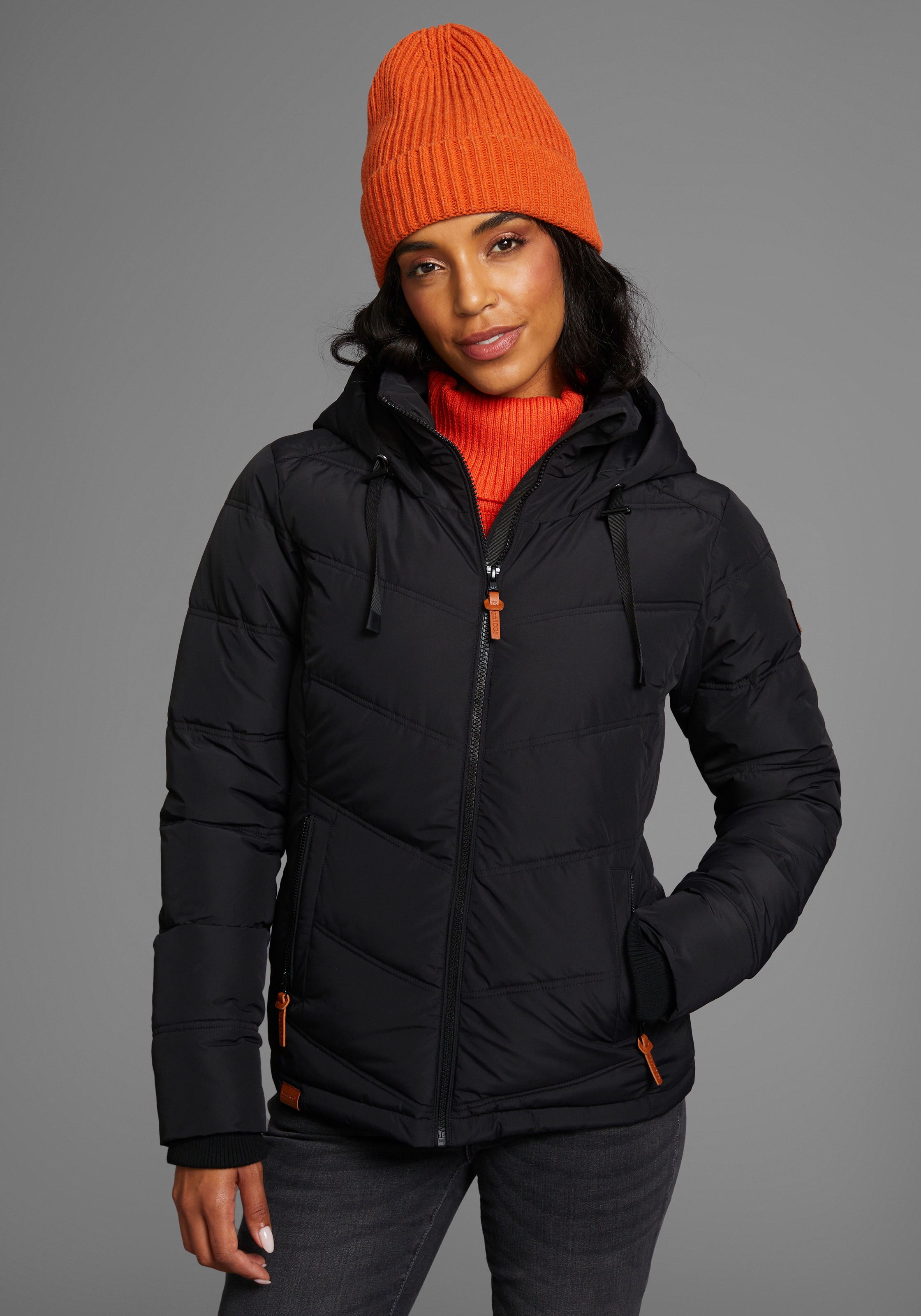 Image of KangaROOS Winterjacke mit Kapuze mit Kapuze und Kordelzug, Reissverschlusstaschen und Innentasche