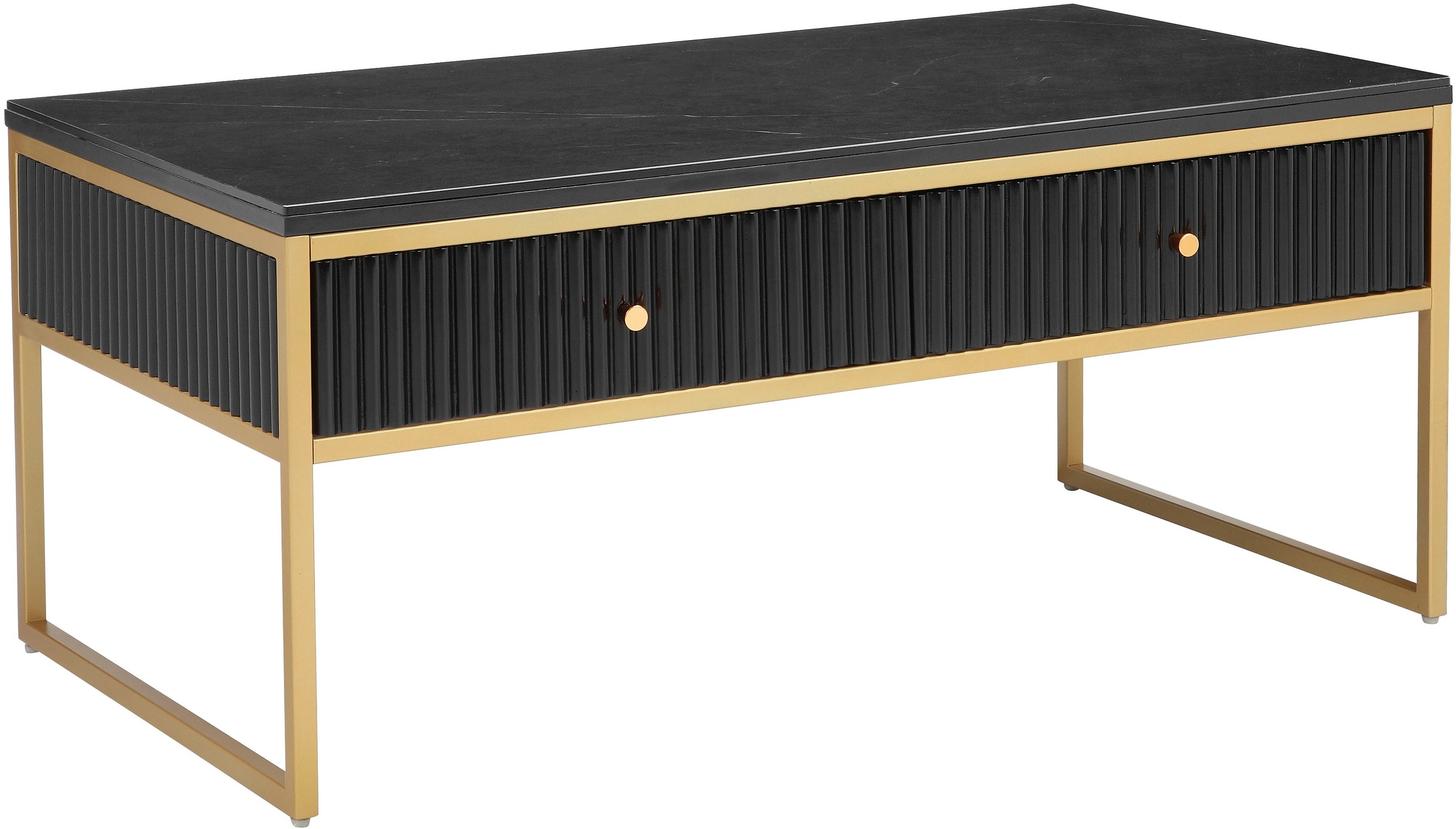 Image of GOODproduct Couchtisch "Fleuriss" Keramikplatte, goldenen Beinen, FSC-zertifiziertem Holz, Breite 110 cm