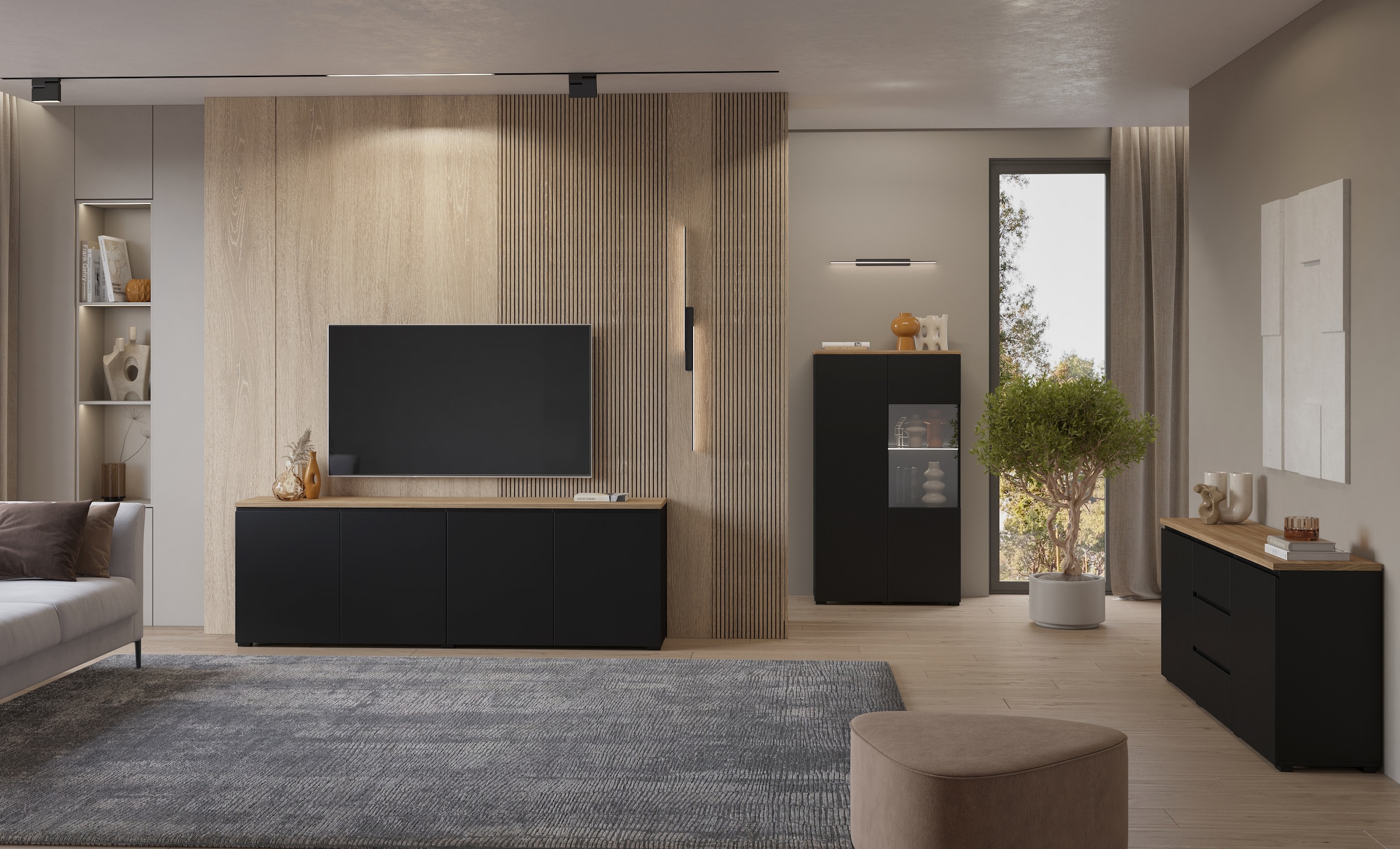 GOODproduct Sideboard »Modo, Breite 150 cm, moderne grifflose Kommode 2Türen/3 SK« Schubladenkommode mit viel Stauraum, Einlegeböden verstellbar