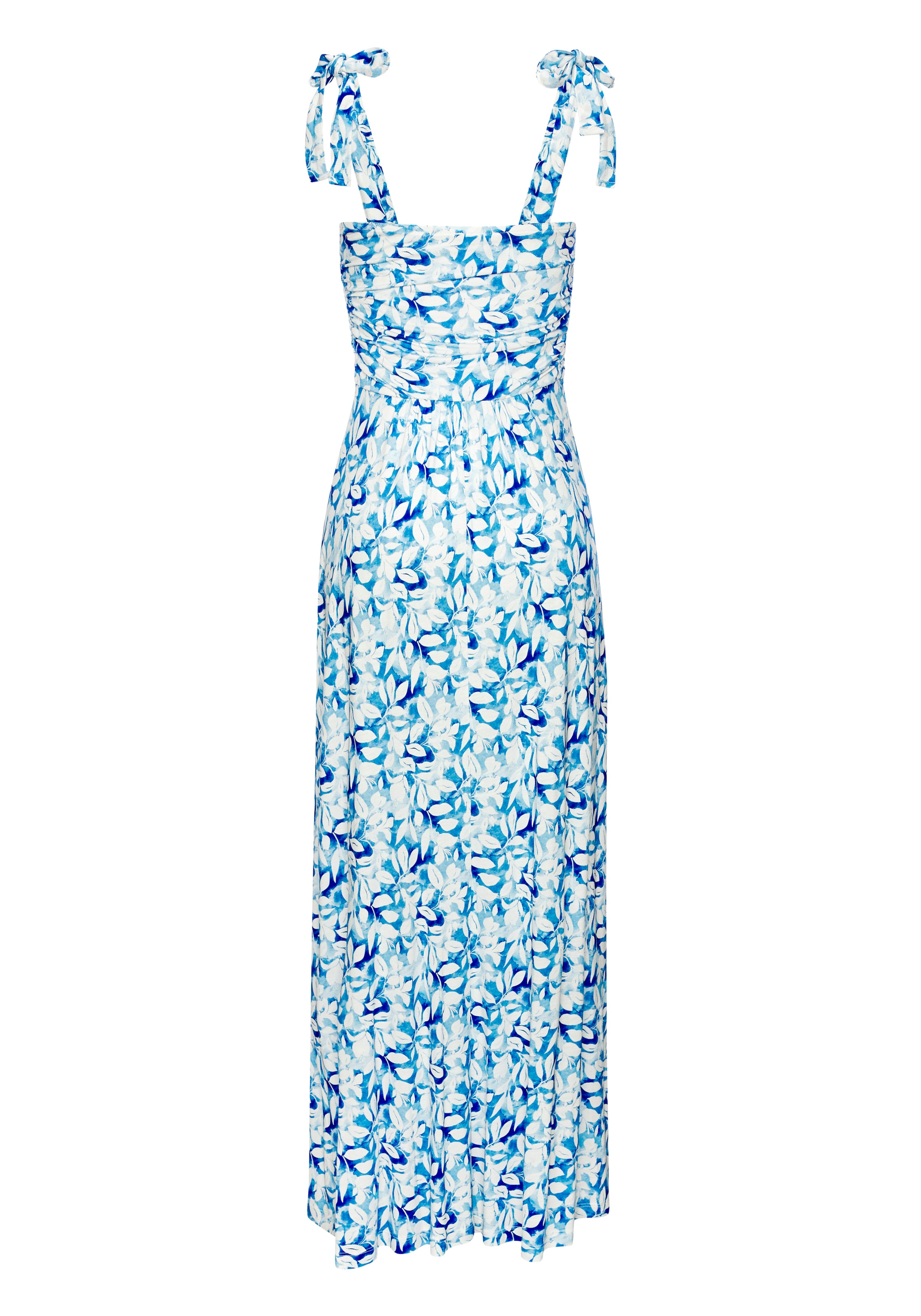 Vivance Maxikleid »mit Trägern zum Knoten und Alloverprint« Ohne Taschen langes Sommerkleid, Strandkleid, Trägerkleid, Jerseykleid